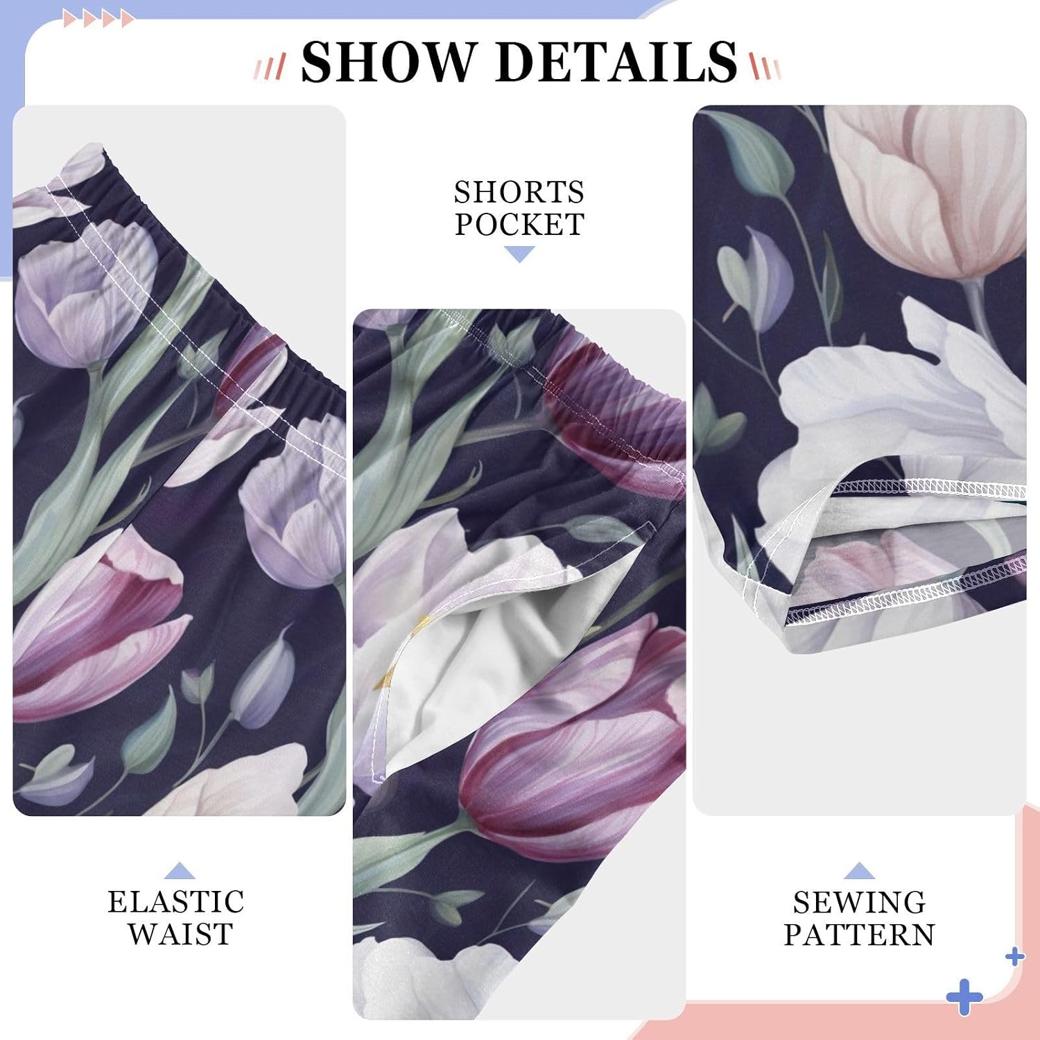 Purple Tulips Super Soft Pajama Lounge Pants with Pockets Elastic Waist Long Sleepwear Pajama Bottoms for Christmas