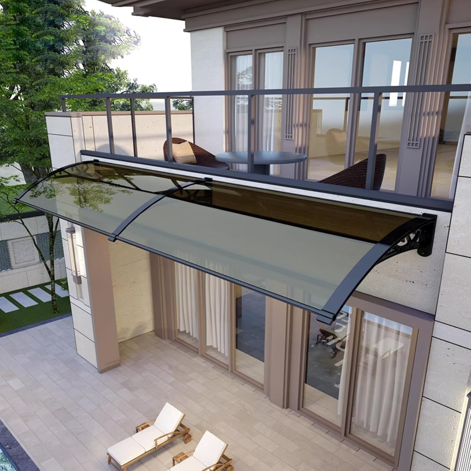 キャノピー フロントドアキャノピー - 屋外湾曲サンシェッター、自動