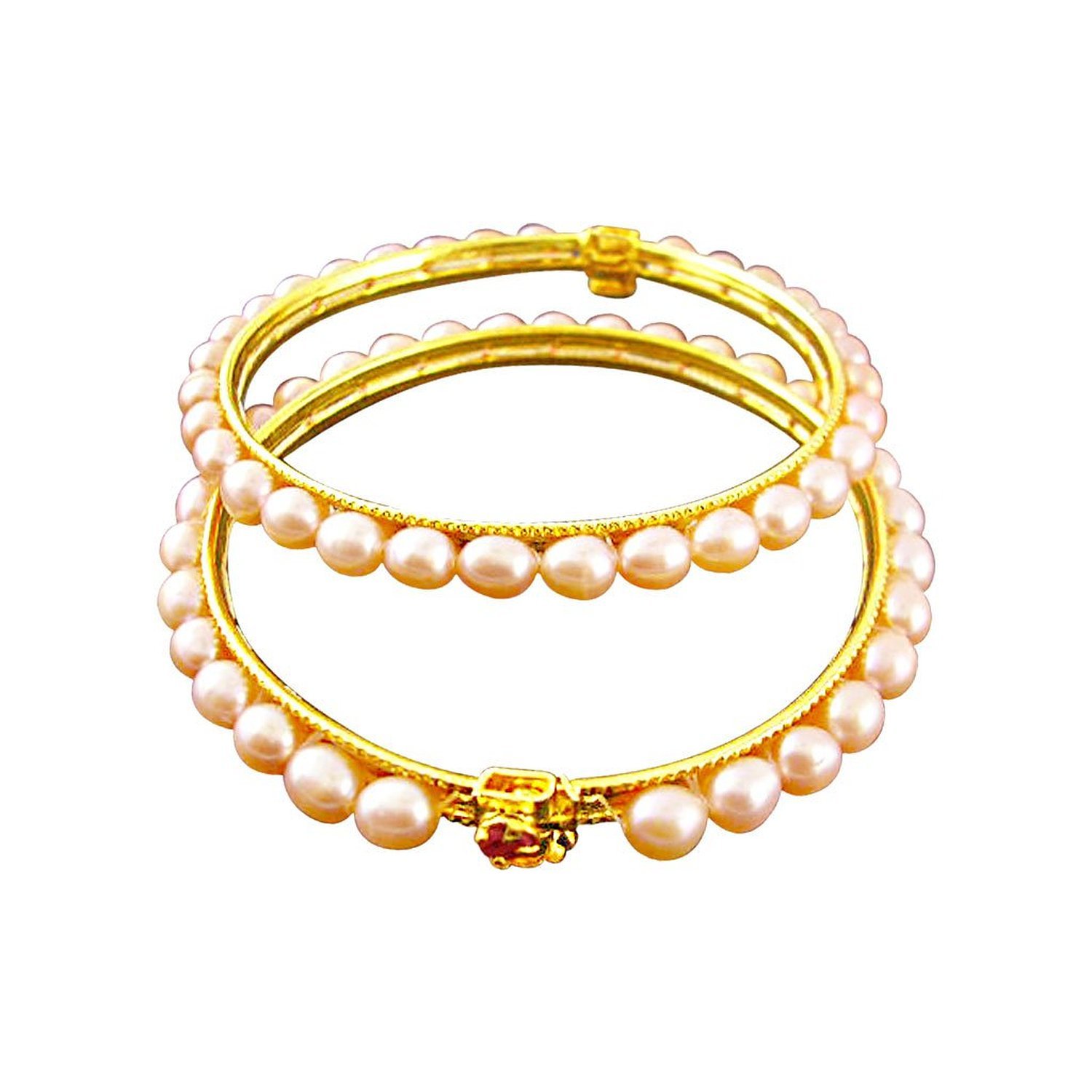 Sri Jagdamba Pearls Dealer Freshwater Peach Coloured Pearl Bangles for Women (2 6) (B01CLFCEQY) Amazon Price History, Amazon Price Tracker