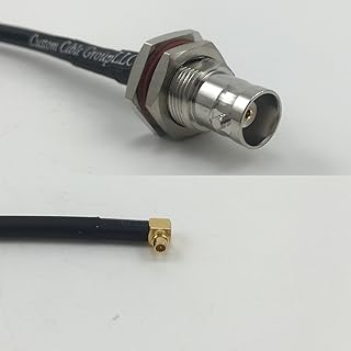 12 inch RG188 BNC FEMALE BIG BULKHEAD to MMCX MALE ANGLE Pigtail Jumper RF coaxial cable 50ohm Quick USA Shipping