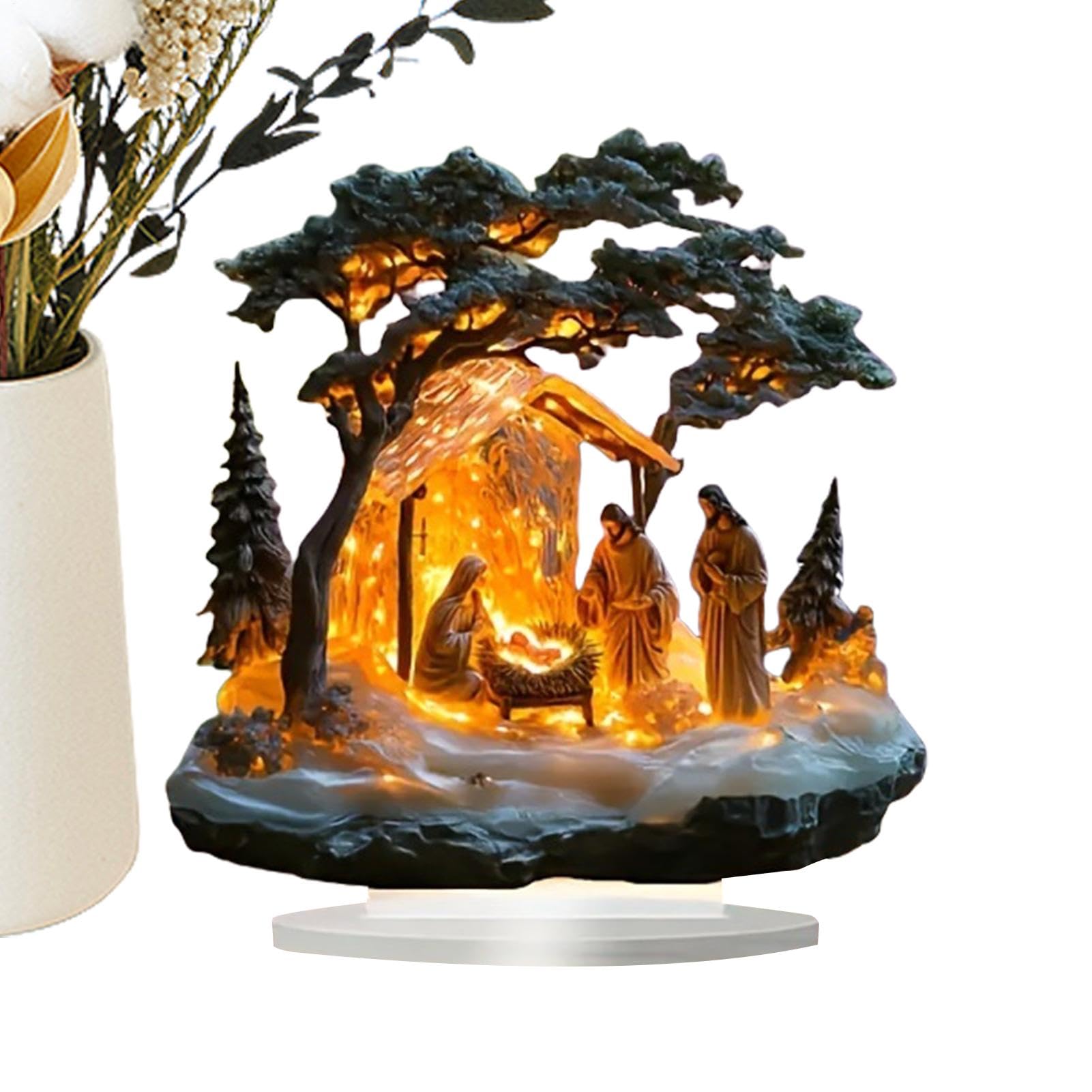 Nacimiento De Acrílico, Figuras De Sobremesa para Navidad, Figuras De Belén Elegantes, Adornos De Belén Exquisitos, Nacimiento De Sobremesa Navideño para Decoración del Hogar