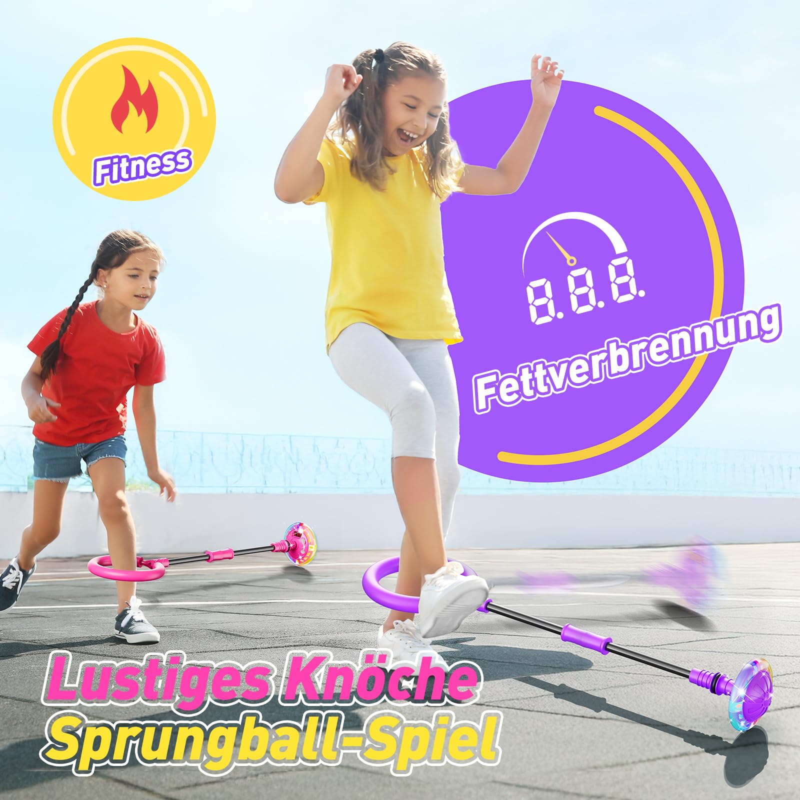 Hot Bee Kinder Blinkender Springring Fußkreisel mit Zähler, Timerzähler, Kalorienzähler Spielzeug Geschenke für Mädchen 6 7 8 9 10 11 Jahre, Aufladbare Swing Wheel, Weihnachten, Geburtstag Lila