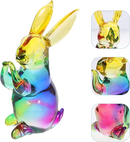 Miniatura 5 de FOMIYES Figura de conejo de cristal figura coleccionable de animal linda figura del año del conejo decoración del zodiaco estatua de conejo de