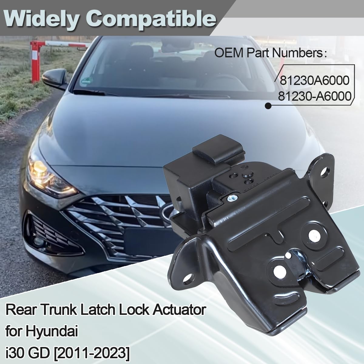 ZAMDOE 81230-A6000 Serrure Hayon Coffre pour Hyundai i30 GD [2011-2023] Trunk Boot pour Kia Cee'd JD [2012-2018] Serrure de coffre arrière de porte Levier de verrouillage 81230A6000
