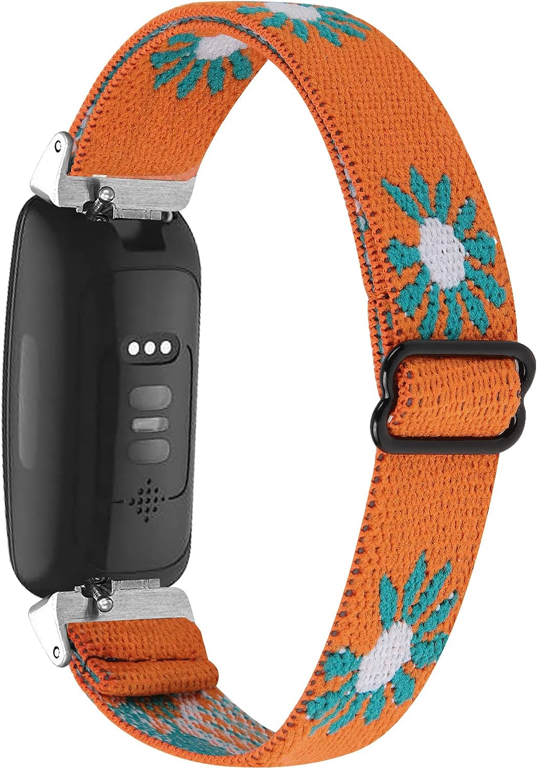 TRISTRAPS Nylon Replacement Watch Straps Compatible with Fitbit Inspire HR/Fitbit Inspire 2,Soft Elastic Breathable Sport Wristbands for Men/Women,Black/Leopard/Apricot etc. (Orange Chrysanthemum)