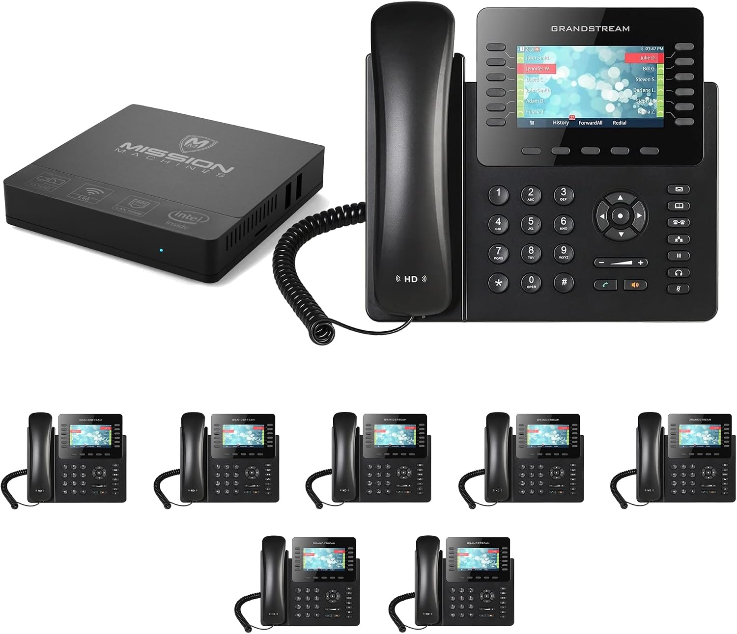 Business Phone System 'Mission Machines' G300: Includes Grandstream 2170 Phones + 'Mission Machines' Server + Free 3 Months of 'Mission Machines' Phone Service (8 Phone Bundle)