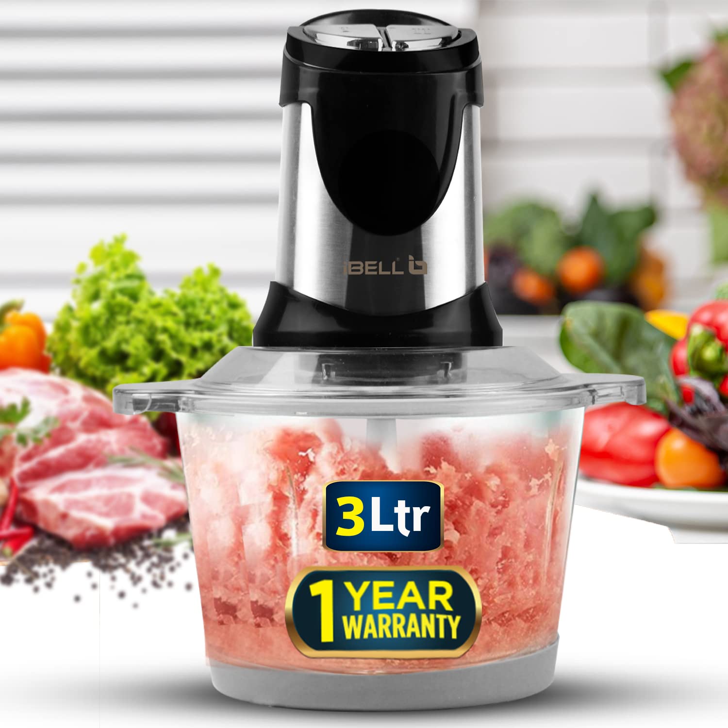 Buy iBELL 340H Meat Grinder/Mincer, Big Size 3 Litre Glass Bowl, 450W