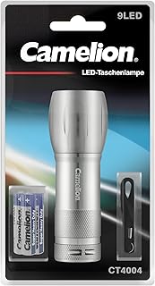 Camelion linterna CT4004 con 9 LED, aluminio, incluye 3 pilas AAA R03 302 00011