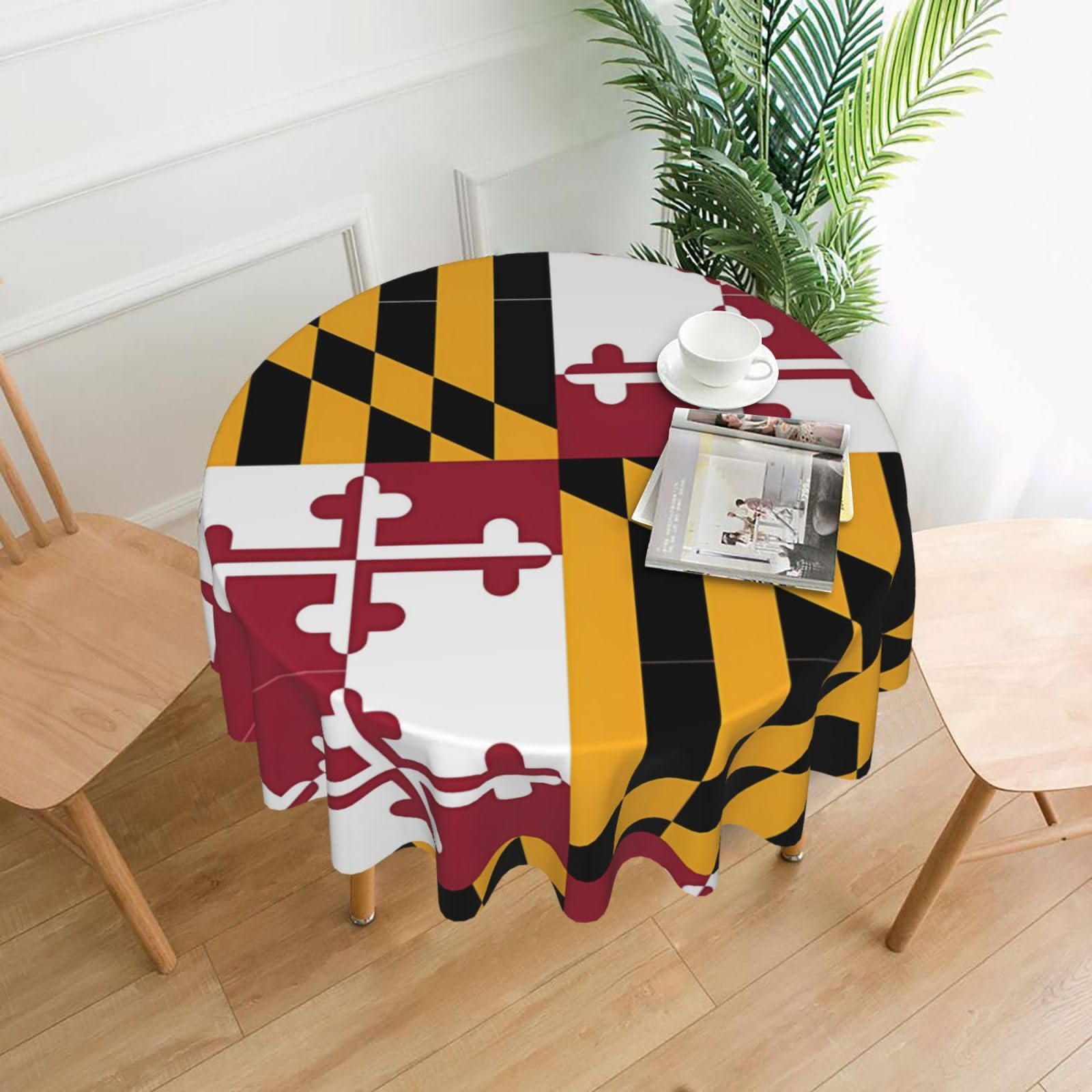 MROWYC Flag of Maryland Printed Practical Round Tablecloth, Durable, Suitable for Home, Restaurant, Hotel, Gathering, and Decorative Table Covers