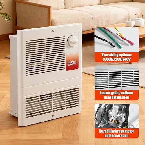 Miniatura 3 de 9815wh - Calentador de pared de alta capacidad, calentador eléctrico de pared con termostato ajustable integrado y motor silencioso adecuado para