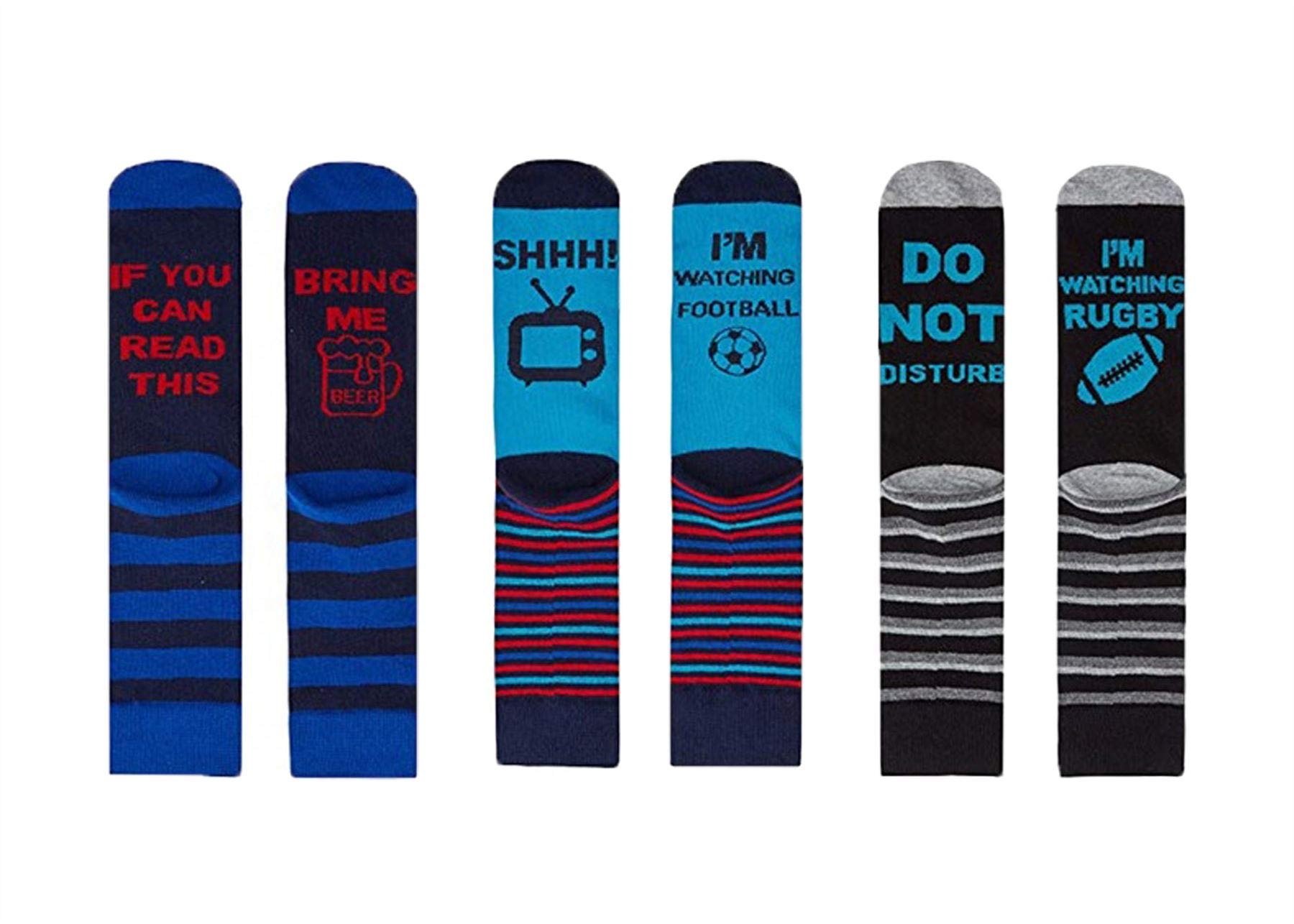 Undercover Men's - Football/Rugby/Beer Lingerie 3 Pairs Novelty Slogan Socks 40B541 Football