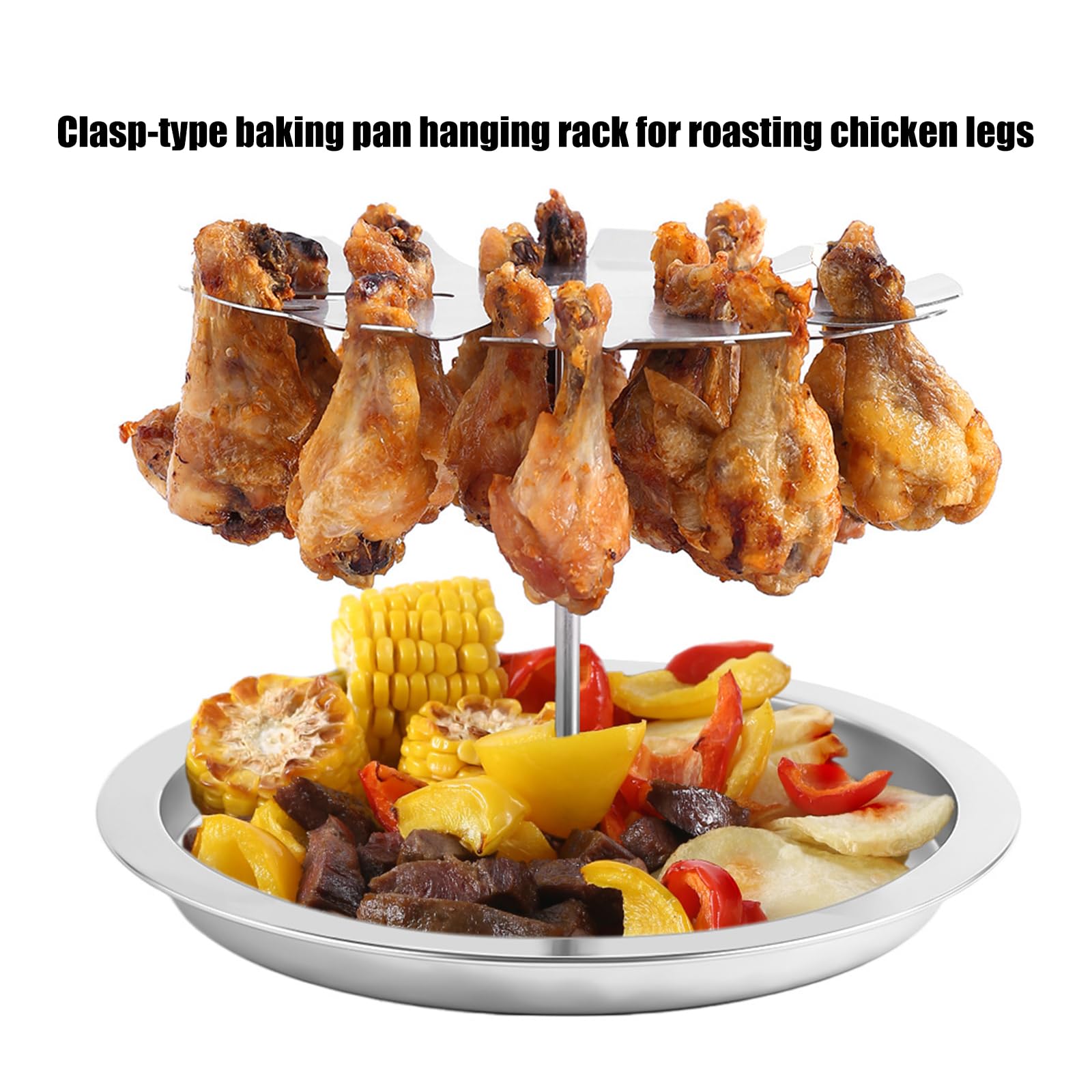 Soporte para Patas de Pollo, Cesta para Parrilla con Bandeja extraíble, Parrilla para Patas de Pollo para Asar en Horno y barbacoas, Equipo de Barbacoa Resistente