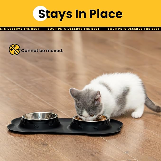 Comedero para Perros y Gatos Acero Inoxidable y Silicona 2 U miniatura 4