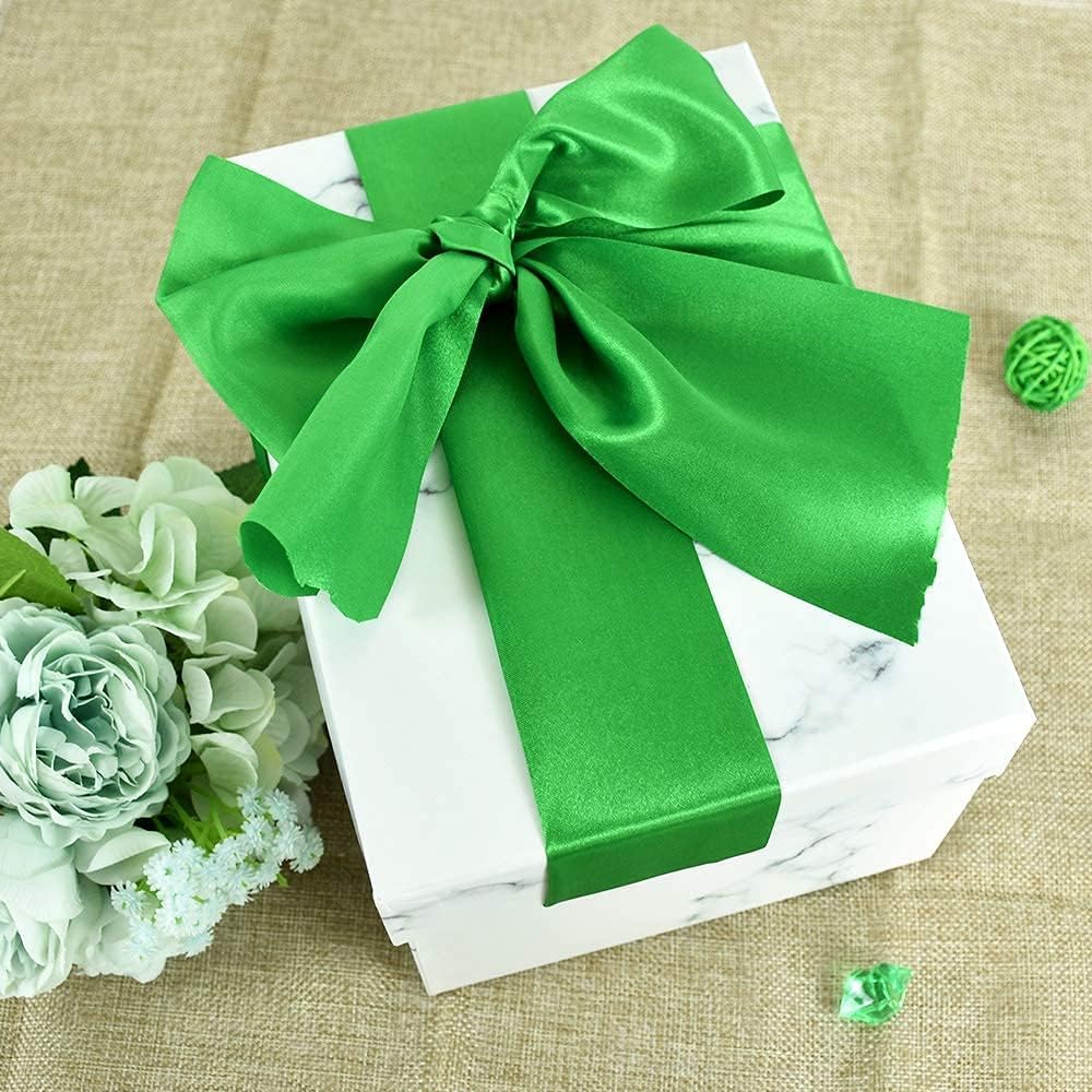 22m x 50mm Wide Dark Green Ribbon Thick Christmas Ribbon for Gift Wrapping 2 inch Thick Green Satin Ribbon for Christmas Wedding Car Xmas Cake Gift Wrapping Hair Bow Bouquet Crafts Decorations - Image 4