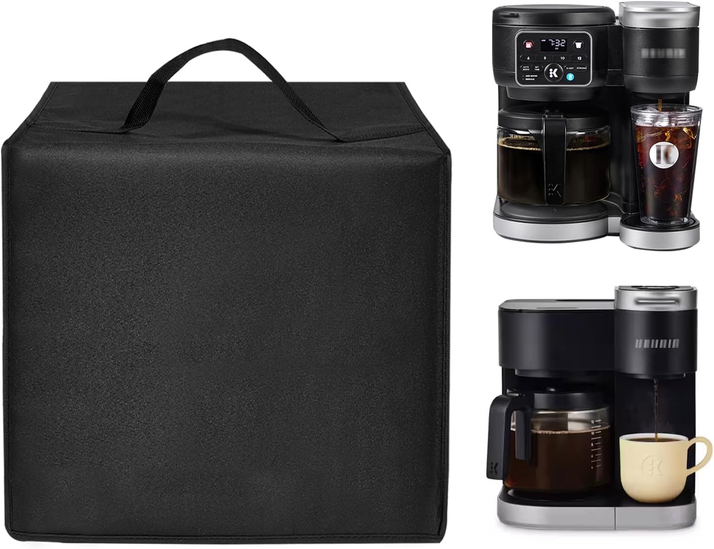 Cold Brew Coffee Maker Cover Drip Coffee Maker Lid Waterproof Antistatic Nylon Case for K-Duo Gen2/K-Cup Gen1 Hot & Iced Single Serve & Carafe Coffee Make 72oz (Black)