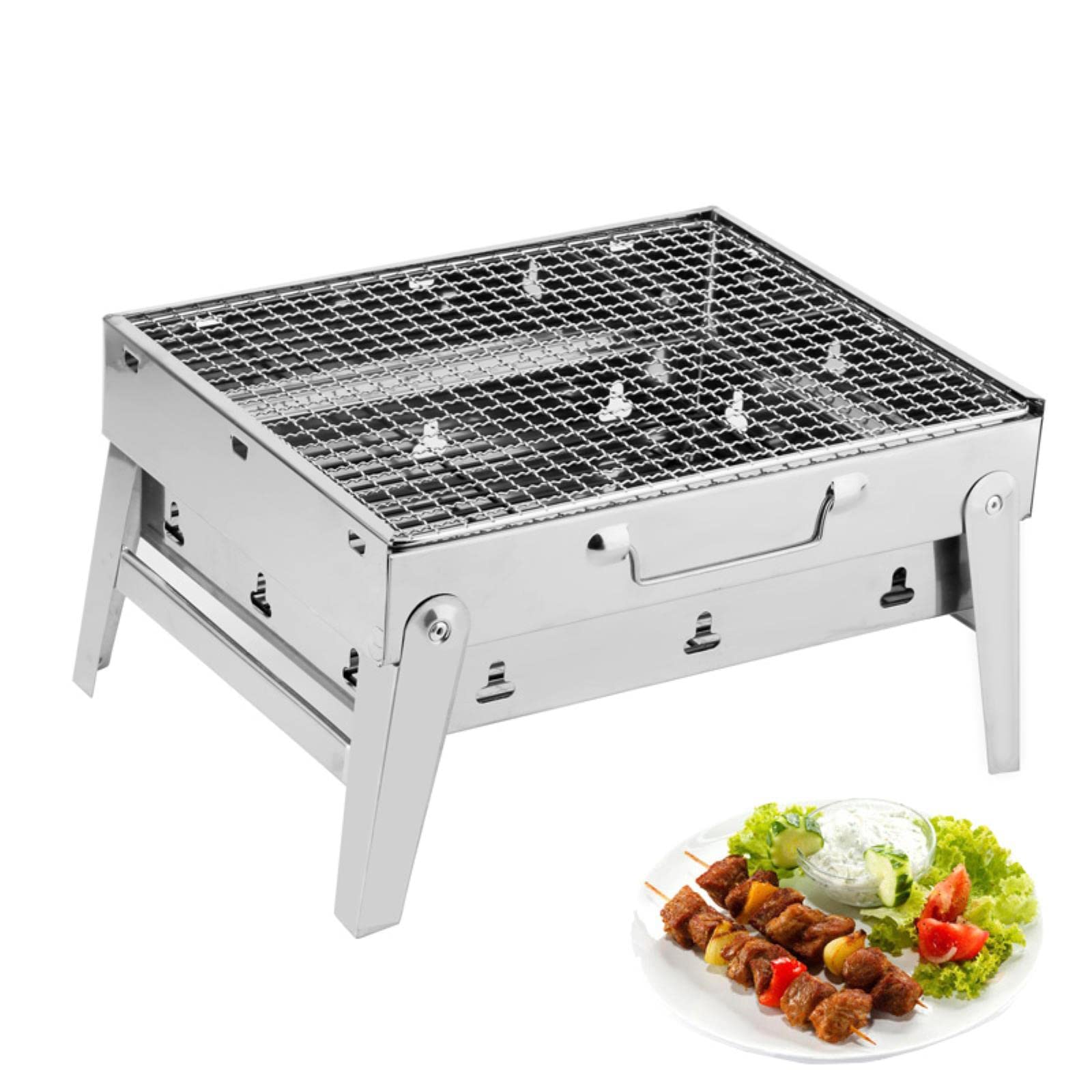 Barbecue pliable charbon portable inox fini l'encombrement