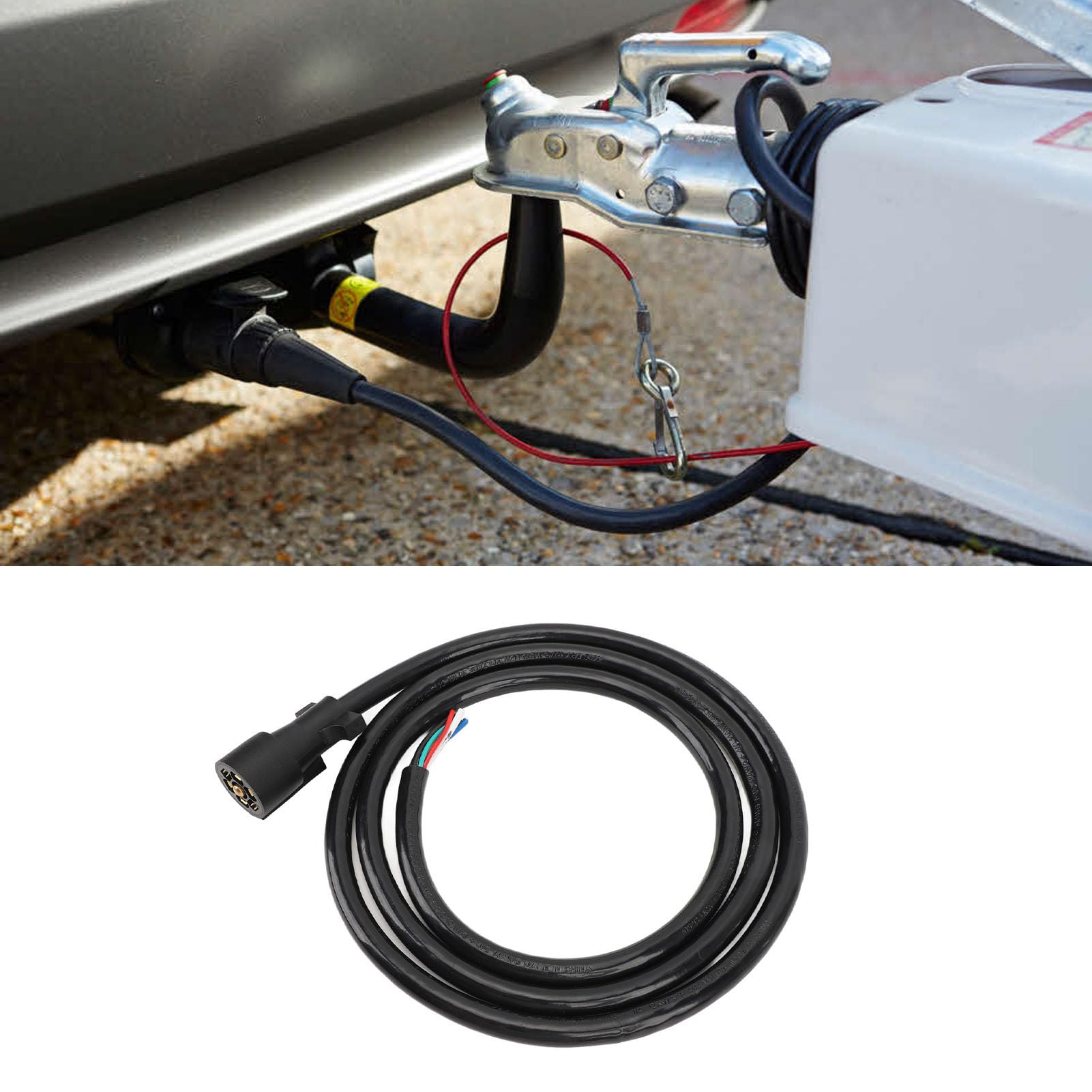 Schimer Cablaggio per Rimorchio a 7 Pin Cavo Robusto e Resistente Agli Agenti Atmosferici per, Camion di Cibo, 8 Piedi