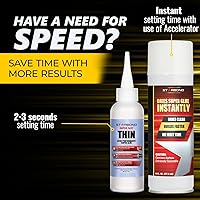 Vista 3 de Starbond Pegamento CA delgado con paquete de activador (4 oz. + 6 oz.) – Super pegamento de cianoacrilato prémium con acelerador en aerosol