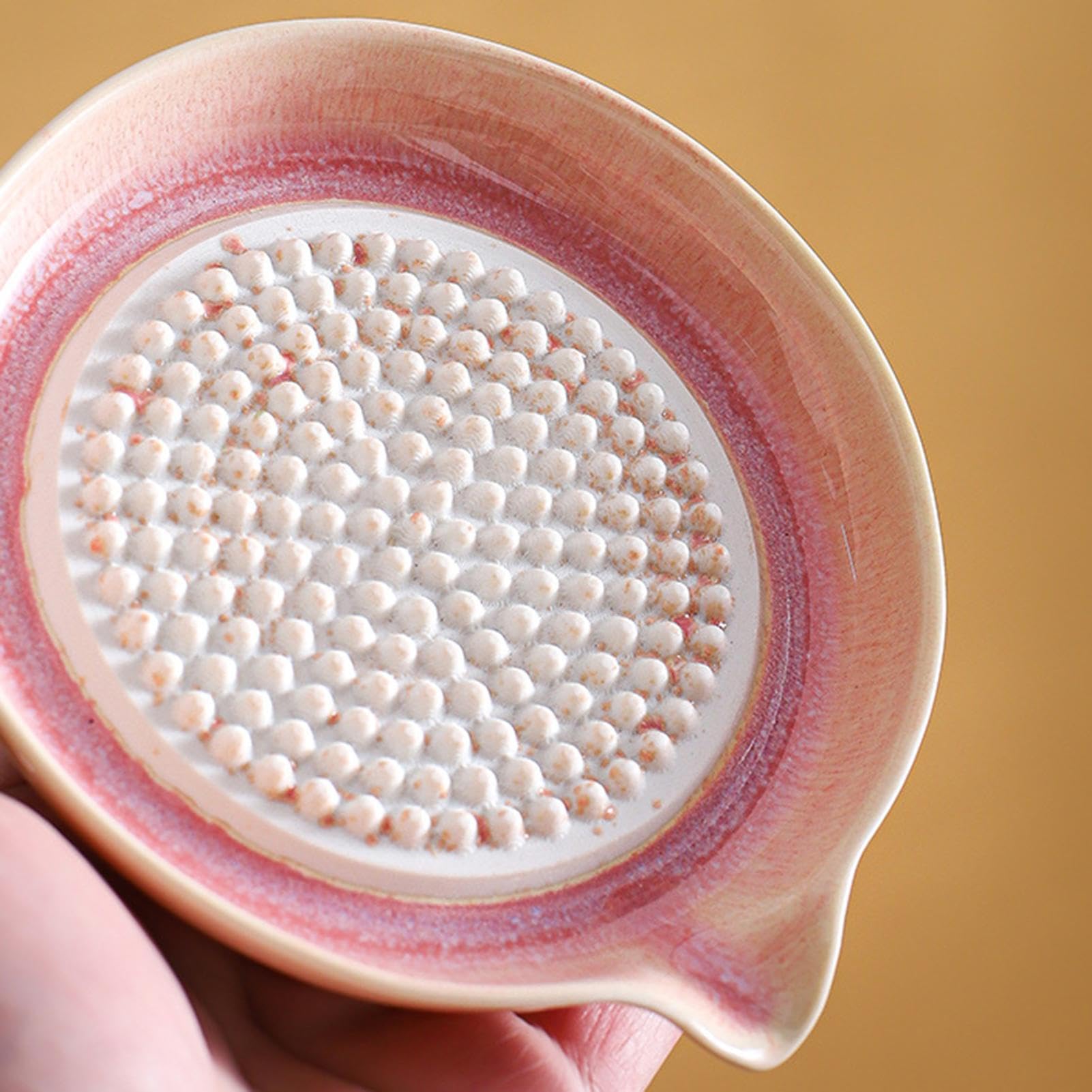 Ceramiczny talerz do tarcia, średnica 12 cm, ceramiczny, glazura, z gradientem, szatkownica ceramiczna, jednokolorowa, do imbiru, czosnku i