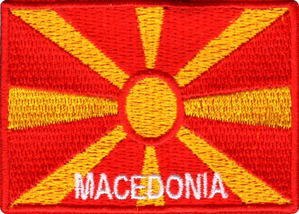 Macedonia Flag Applique Embroidered Sweing Patch Suitable for Jackets, Bags, T-Shirts, Jeans, Pants, Outdoor Clothing ; Size: 7cm x 5cm ; Imported from Malaysia (1 Piece)