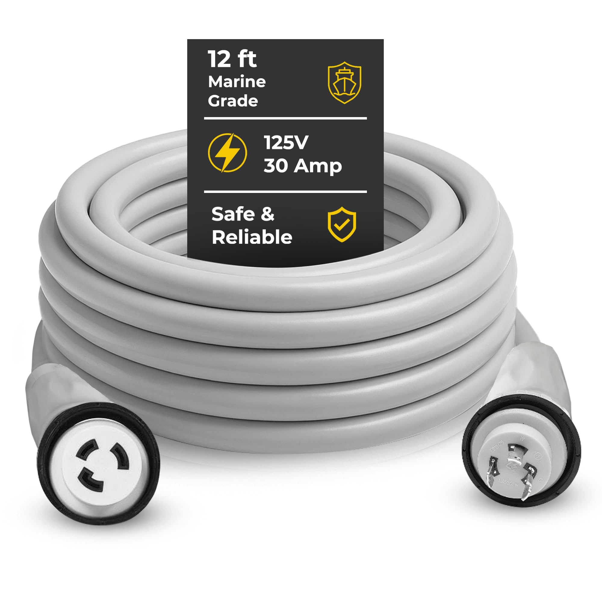 Amazon.com: Amp Up 125v 30 Amp Shore Power Cord, 12ft Heavy Duty