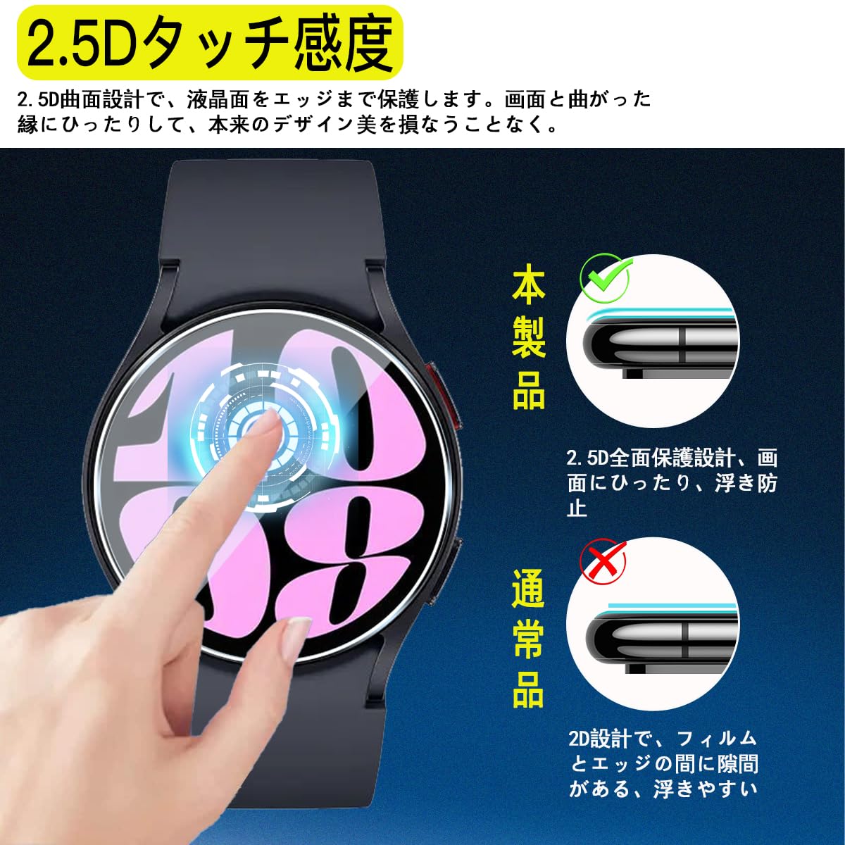 Amazon | 対応 Galaxy Watch 6 40mm ガラスフィルム 3枚セット【日本製