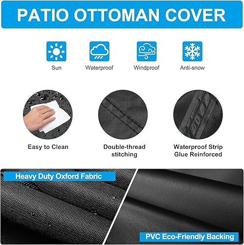 Miniatura 24 de Funda de mesa de patio 100% impermeable, 72 x 47 x 28 pulgadas, rectangular, para muebles de comedor, mesas de café de picnic, sillas y sofás, negro