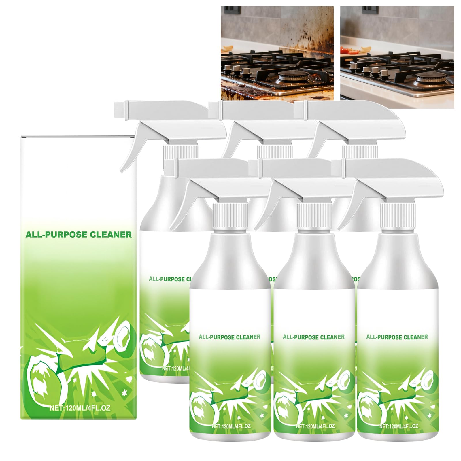 Spray Nettoyant Multi-usages, Idéal Pour Les Salles De Bain Et Les Cuisines. Puissant Nettoyant Multi-surfaces, Il Élimine Les Résidus De Savon, La Saleté Et Les Traces D'eau Sur Les Carrelages (6pcs)