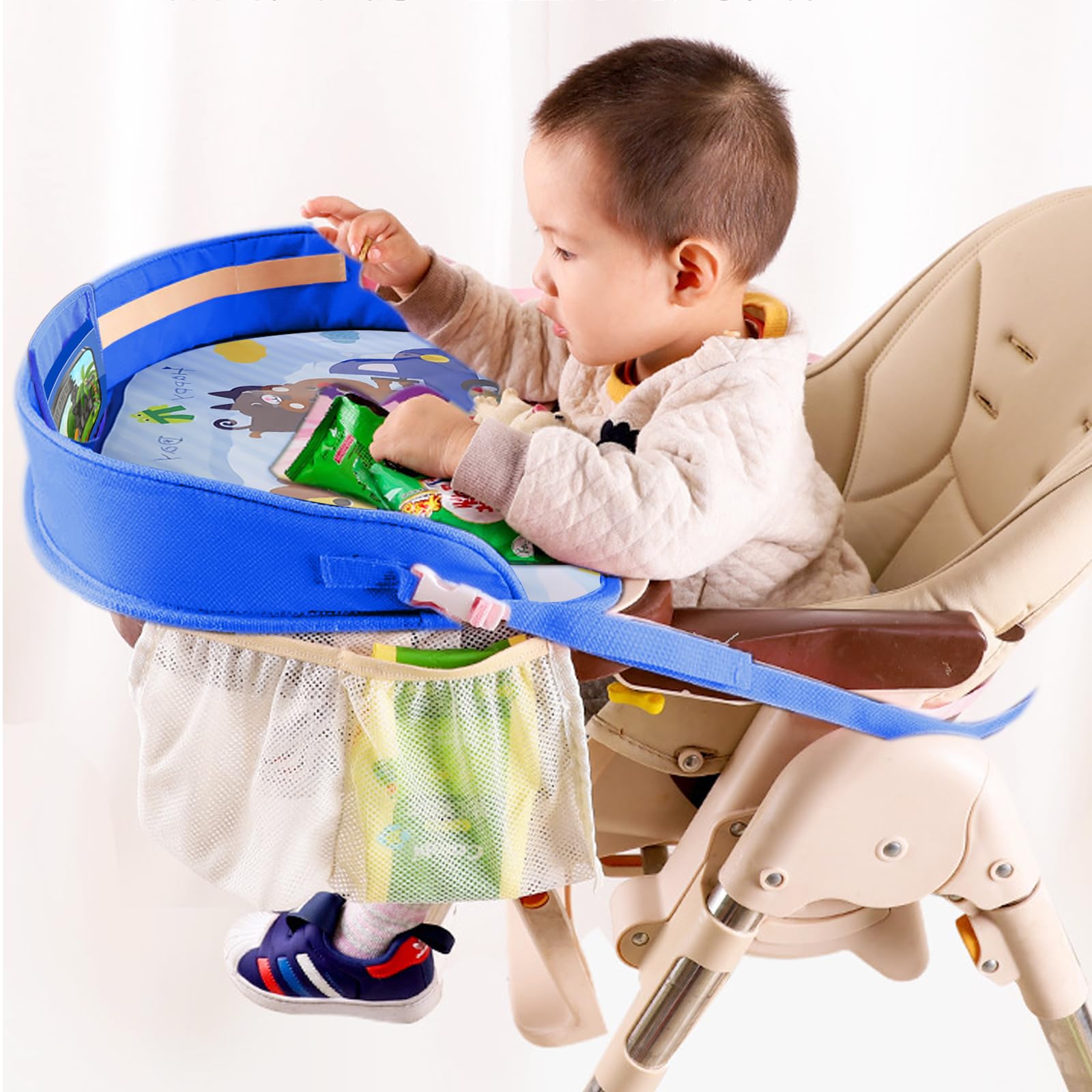 Table de voyage pour voiture pour enfants : Table de voyage pour siège auto, jeu pour enfants, tablette pour genoux pour enfants avec organisateurs, table double fonction pour enfants pour