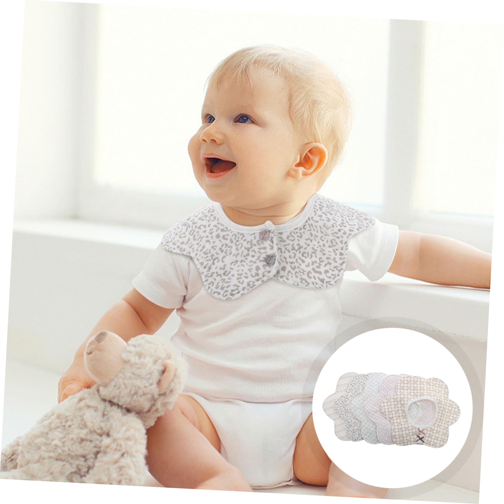 ORFOFE Bavaglini Per Neonati 5 Pezzi Bavaglino Per Lalimentazione Del Neonato Bavaglino in Cotone Per Bambini Per i in Cotone Per Bambini Lavabile in Lavatrice