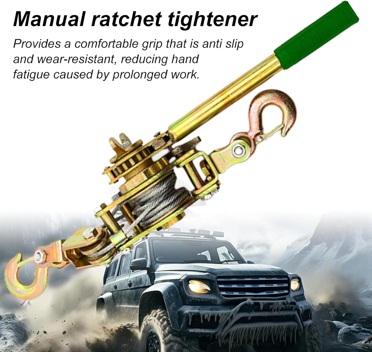 Rope Tightener - Wire Tightener Rope Tensioner - Pulley System, Lifting Pulley with Reinforced Gears, Ratcheting Manual Tensioner, Wire Ratchet