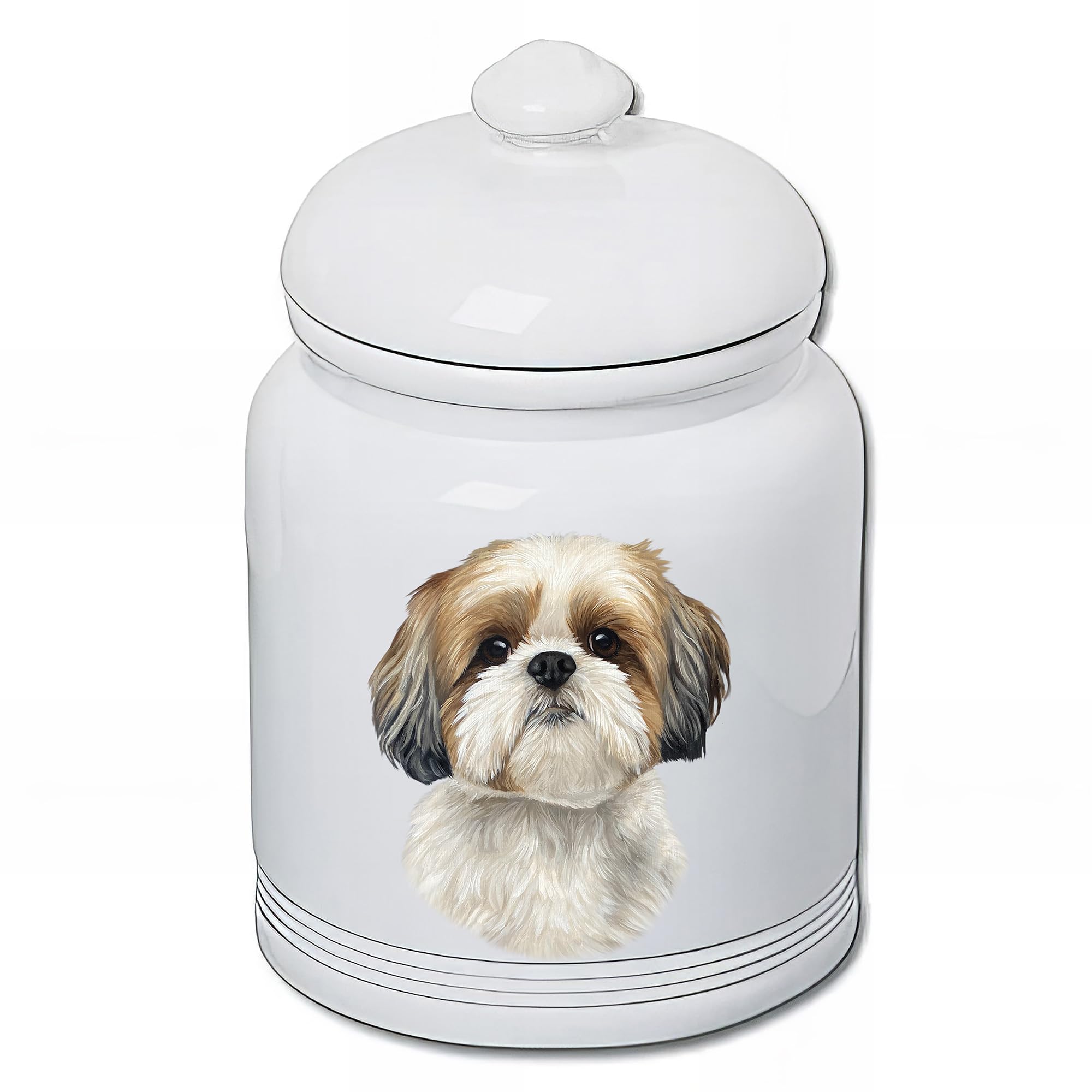 Best of Breed Shih Tzu Gold/White Dog and Cat Ceramic Treat Jar 9