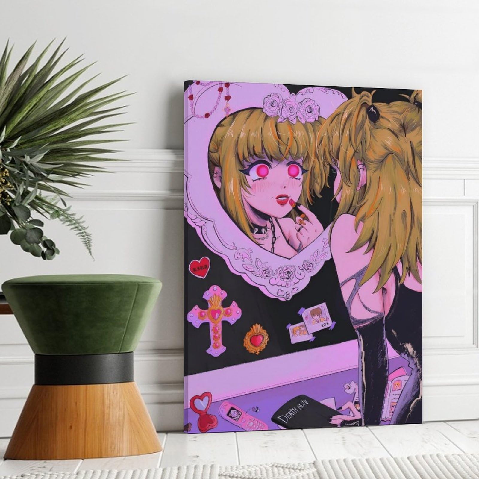 Retro Pink Anime Girl Poster Misa Canvas Posters Room Boys Bedroom Office Decoration Gifts Wall Art Decoration Printing Posters 12x18inchs(30x45cm): 18L" x 12W" Frame-style
