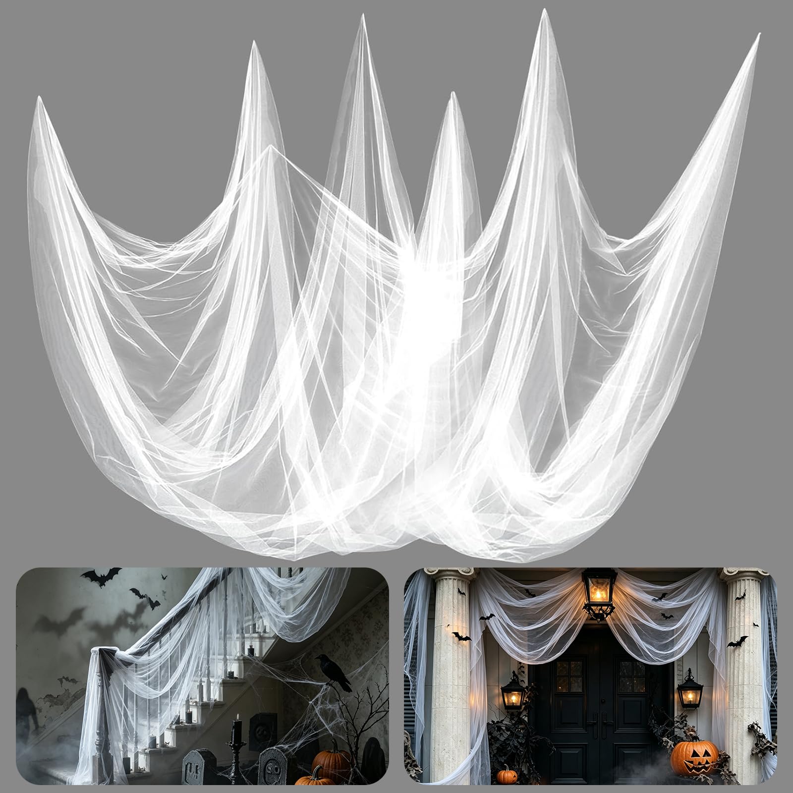 40x10ft Ultra-fine Mesh Mosquito Net, Also for Halloween White Gauze Cloth
