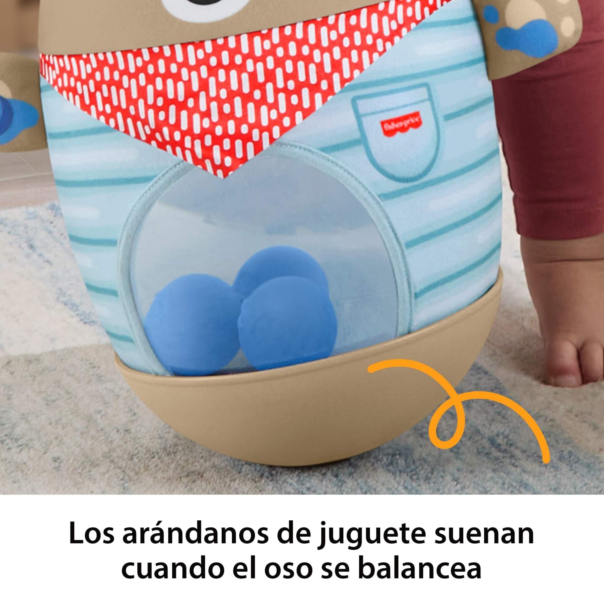 Fisher-Price Osito Inflable Golpea y balancea del Bosque de la Amistad Juguete para bebés, Oso balanceante Que fomenta Las Habilidades motoras Gruesas en bebés a Partir de 6 Meses, JLB83