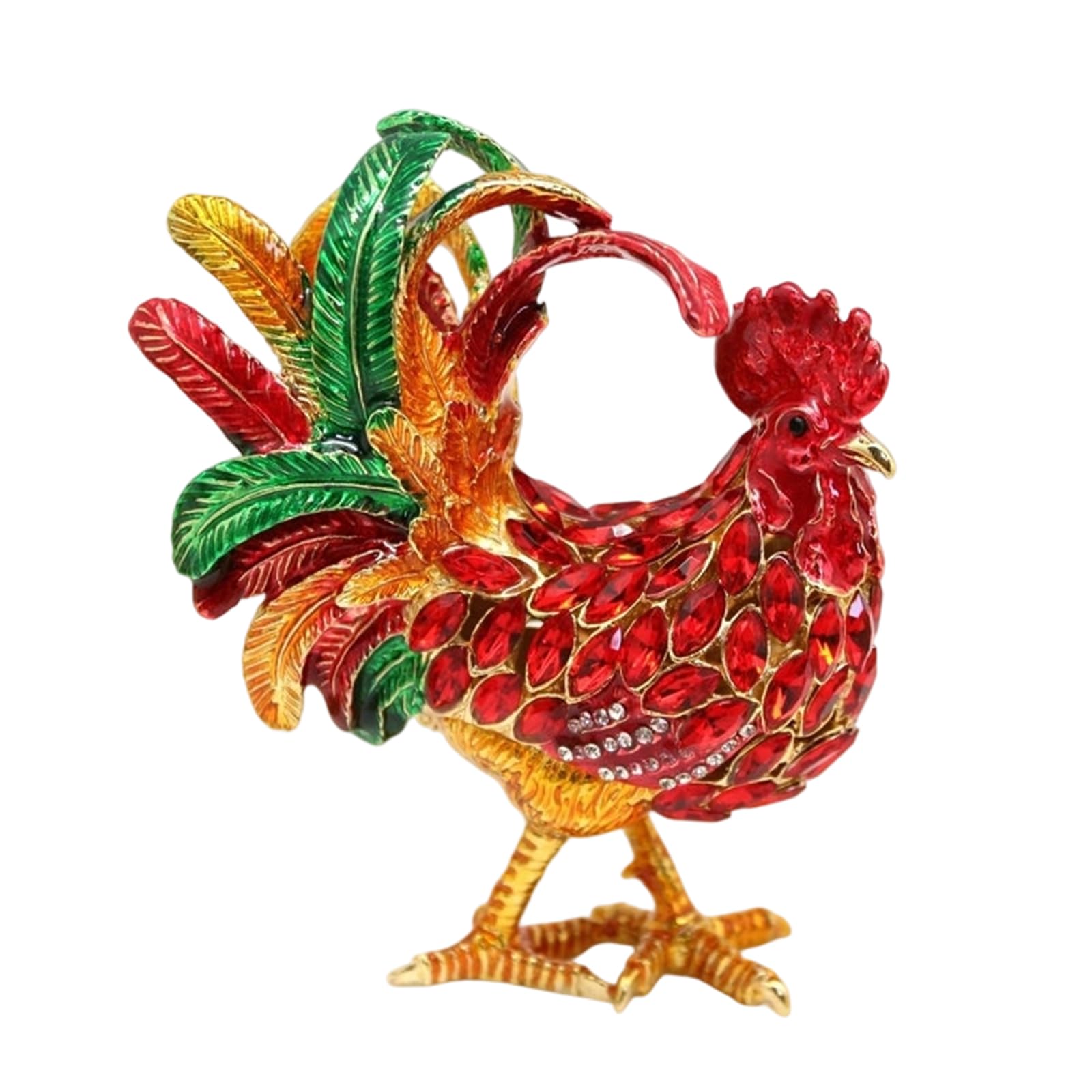 Rooster Decor Storage Holder, Alloy Trinket Box with Open Cavity for Small Jewelry on Vanity, Desk, or Entryway Rooster Trinket Box Jewelry Holder Tabletop Organizer Small Storage Dresser Decor Vanity