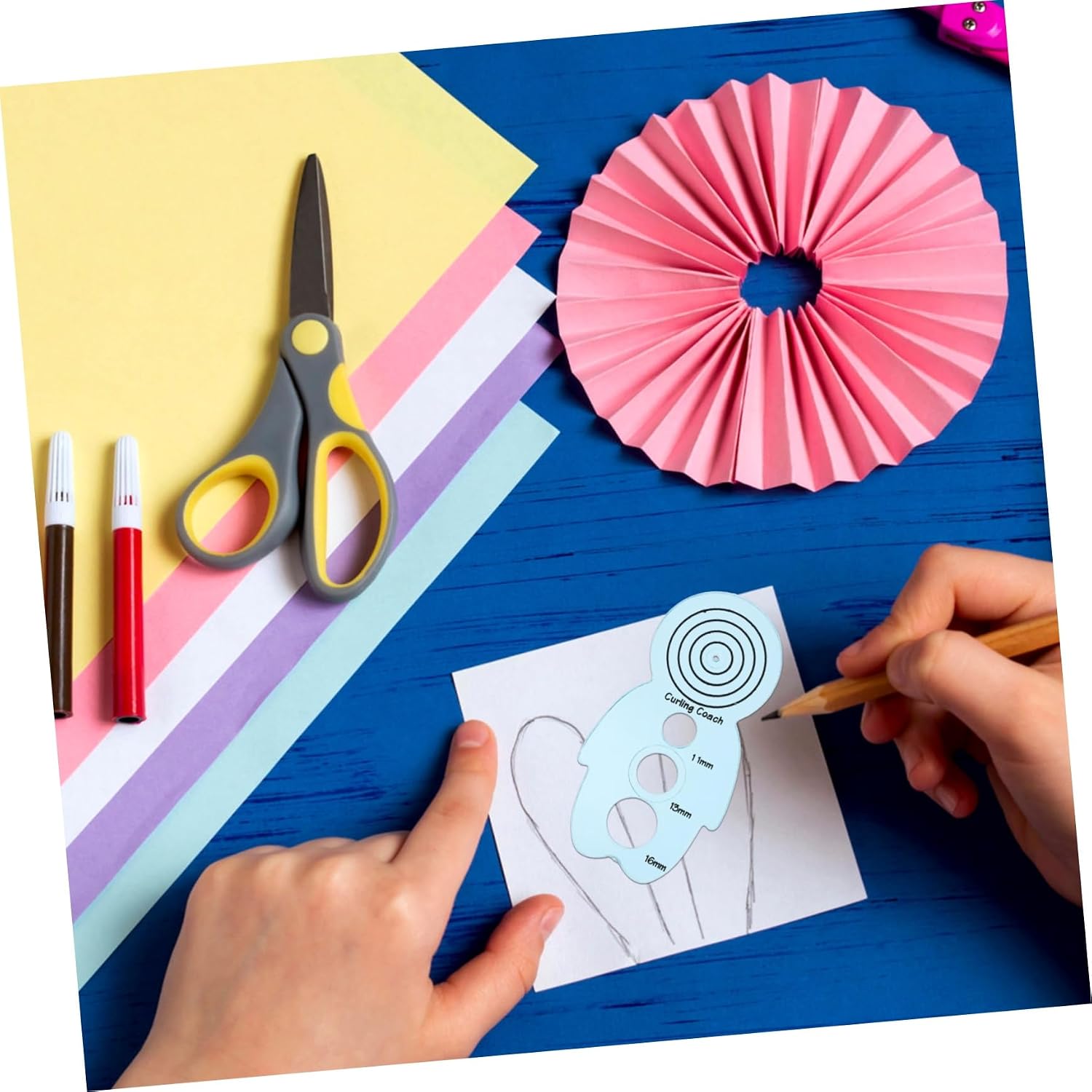 IWOWHERO 5pcs Paper Curling Tools Quilling Equipment for DIY Crafts Home Decoration Card Making for Beginners and Enthusiasts Blue
