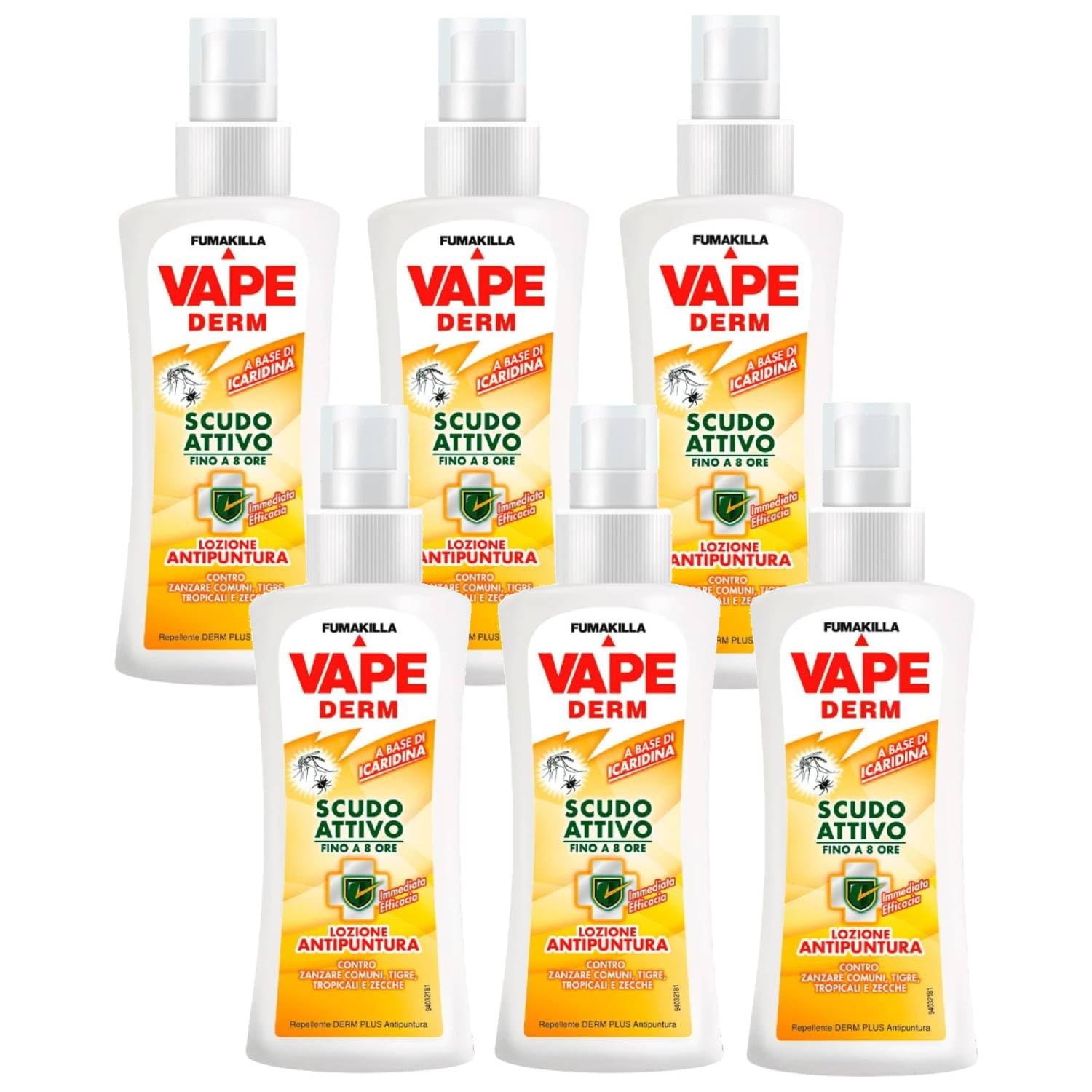 6 X DERM REPELLENTE ANTIPUNTURA SCUDO ATTIVO LOZIONE 100 ML