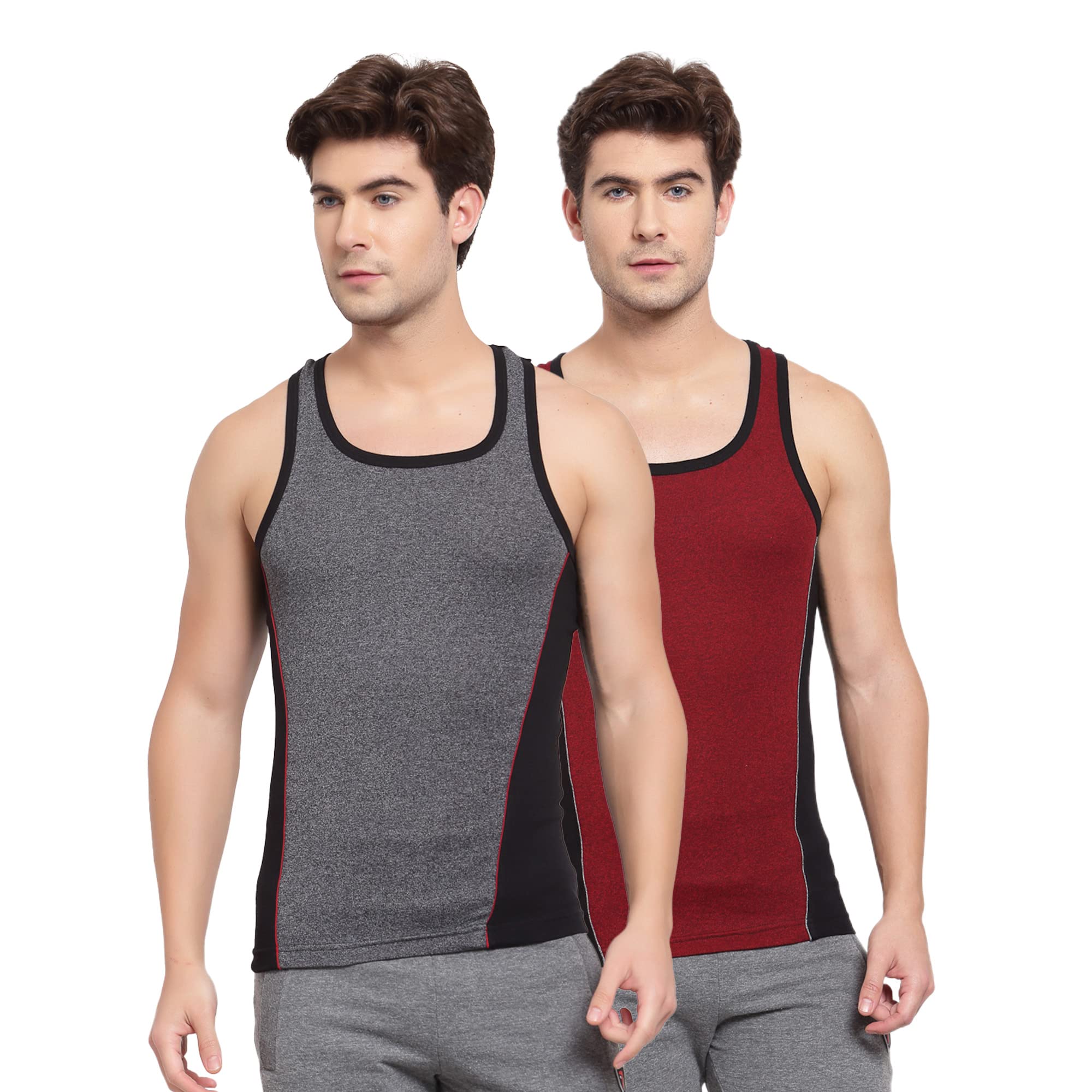 sportoMen's Round Neck Solid Vest, Premium Super Soft Cotton, Ultra Light (Combo Pack)