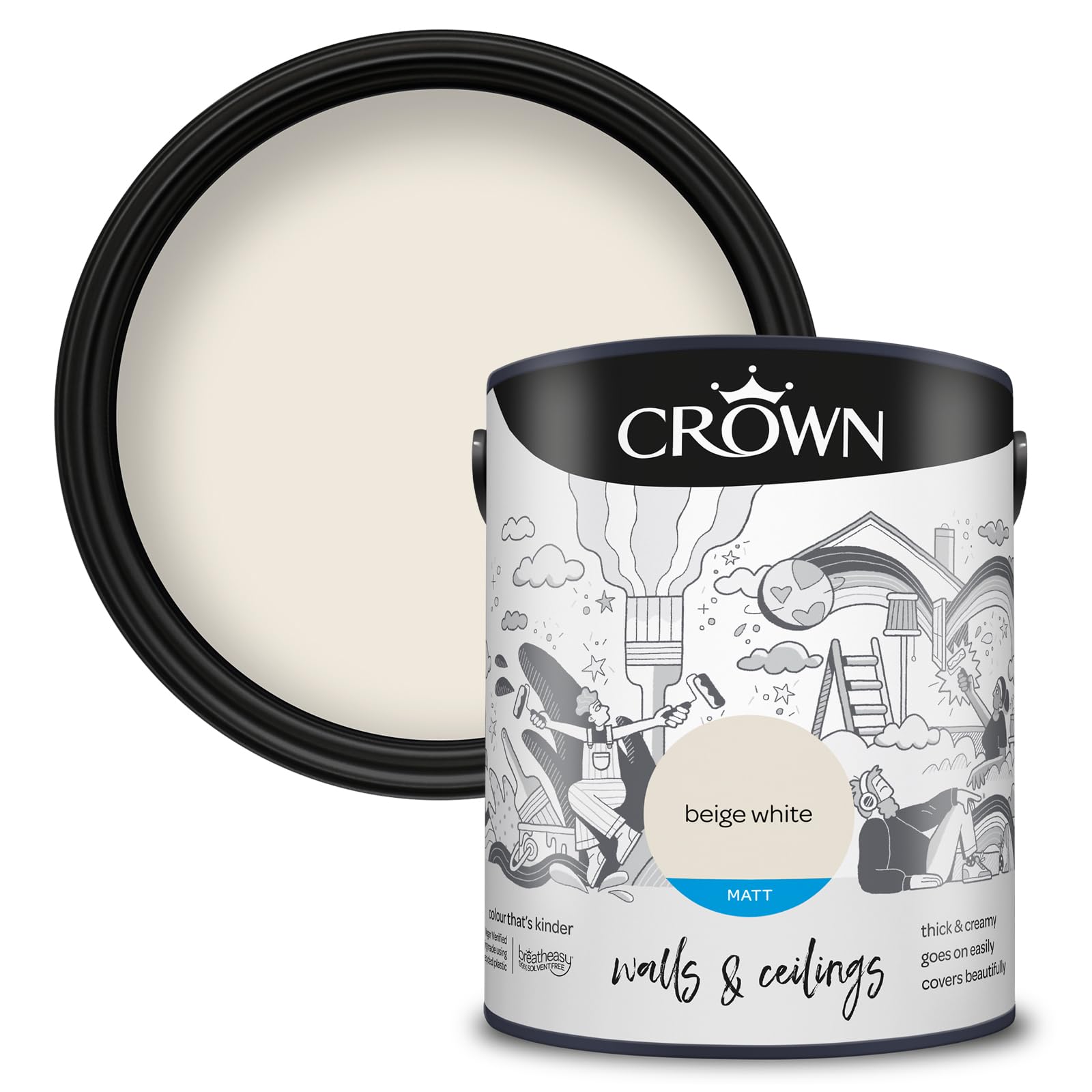 Crown Matt Emulsion Paint - Beige White - 5L