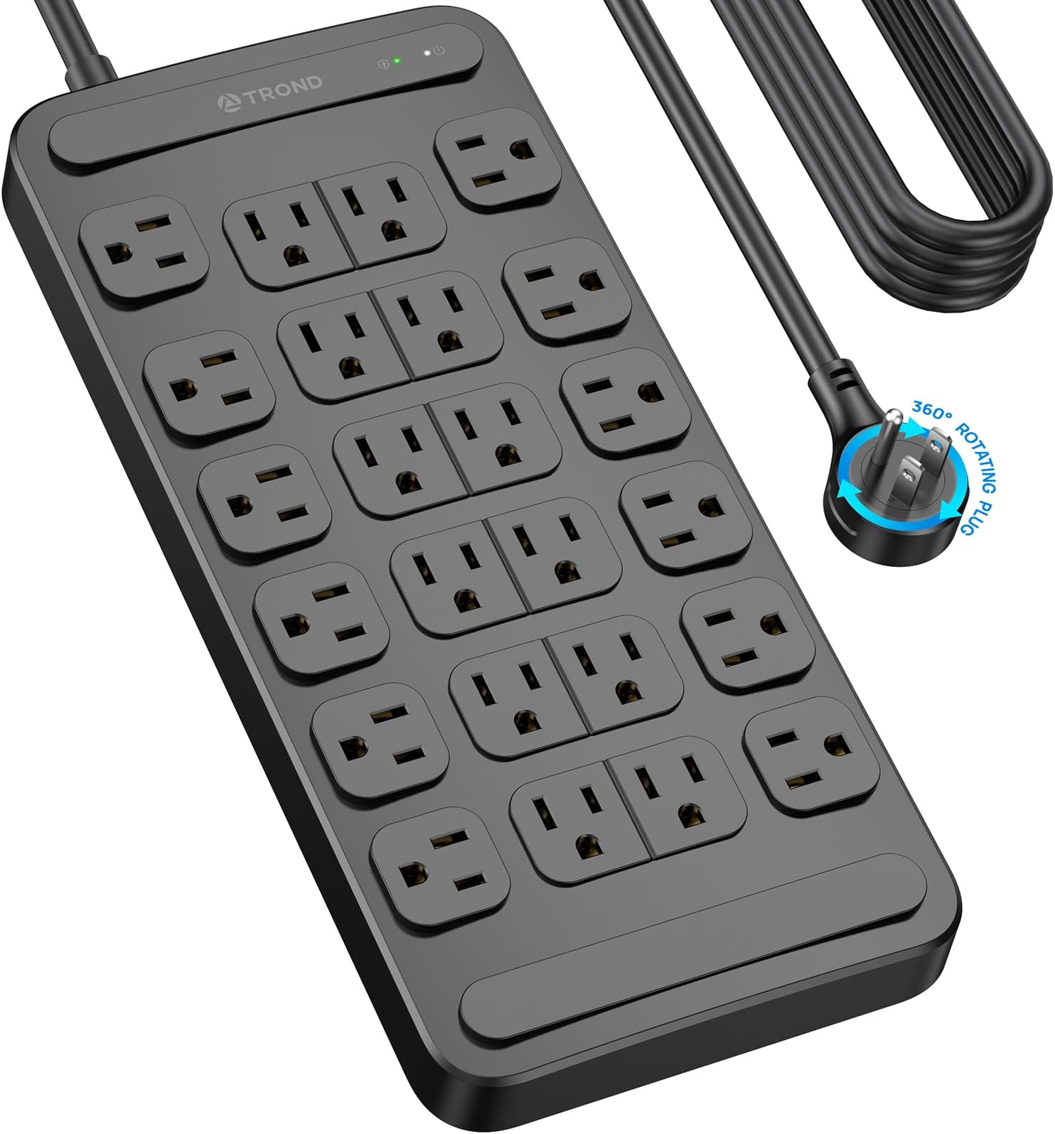 DEPOW Surge Protector Power Strip, 6.5FT Long Flat Plug Extension Cord With 22 AC Outlets (1875W