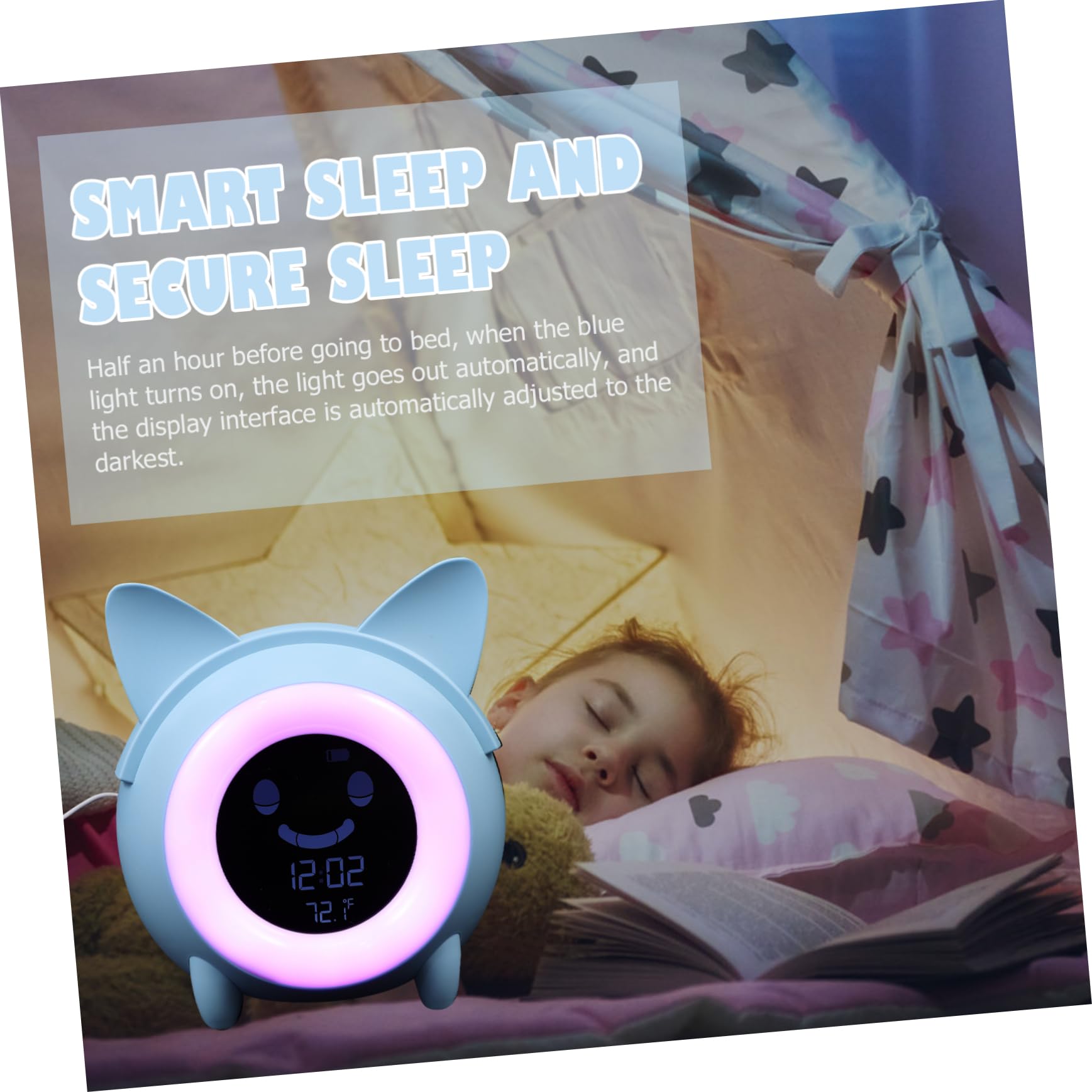 Cabilock Reloj Despertador Digital 1 Juego Niños Plástico Azul