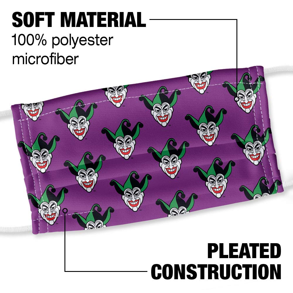 Popfunk Batman Joker Symbol Pattern 1-Ply Reusable Face Mask Covering with Adjustable Nose Wire, Unisex