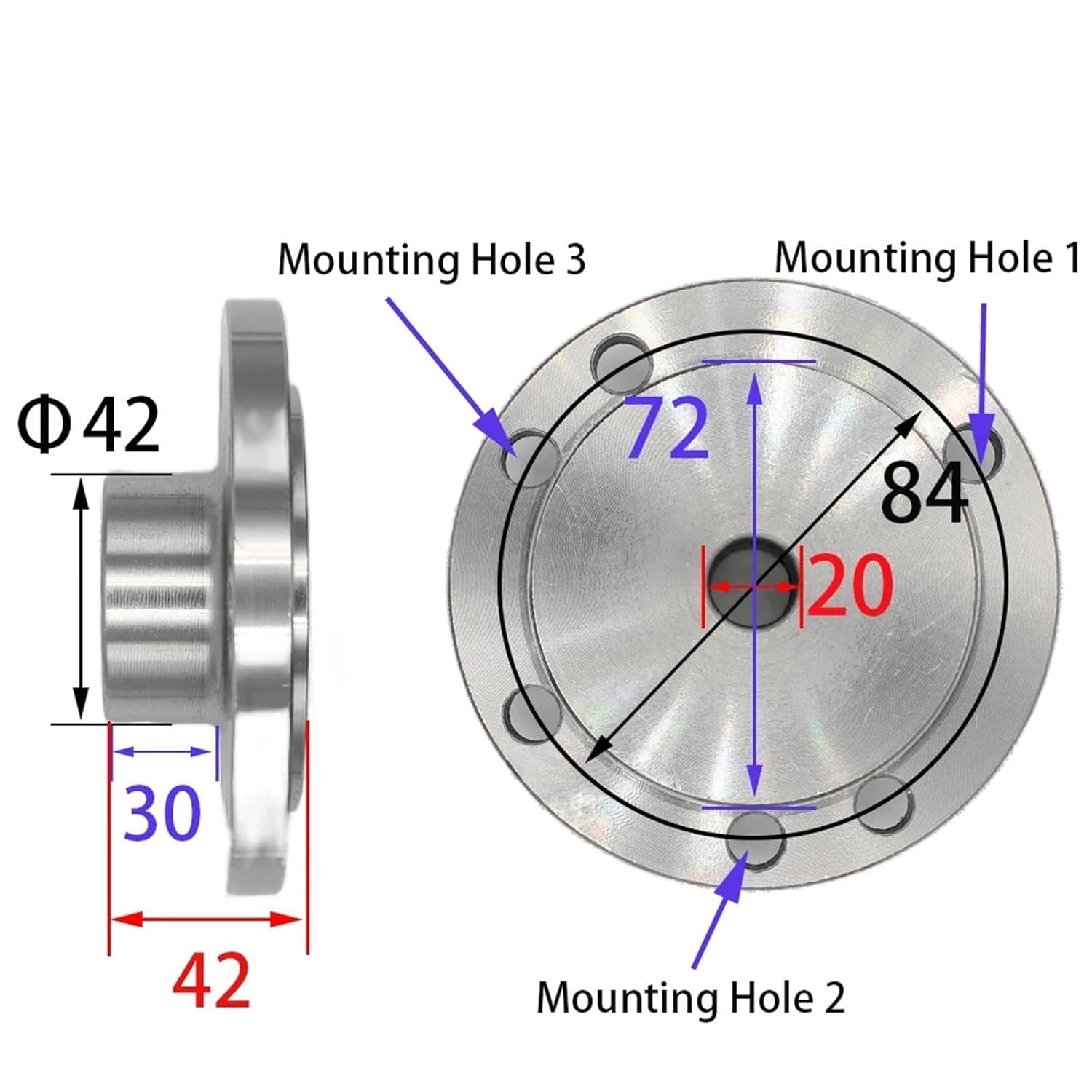 1PC Spindle Thread Chuck Flange Back Plate Base Adapter(100-hole22)