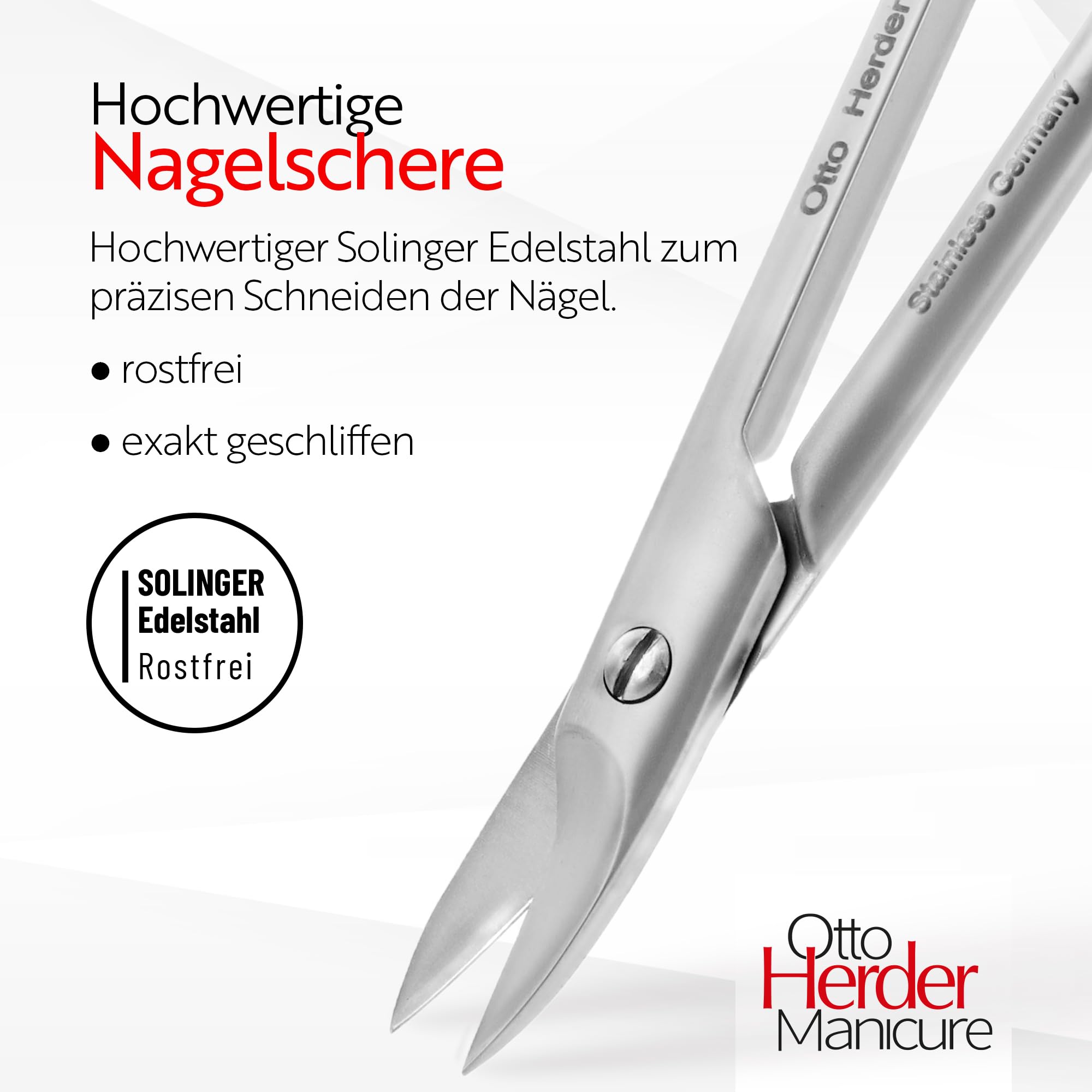 Otto Herder manicure Ciseaux à ongles extra forts droits 10,5 cm pour le soin des pieds en acier inoxydable de qualité supérieure
