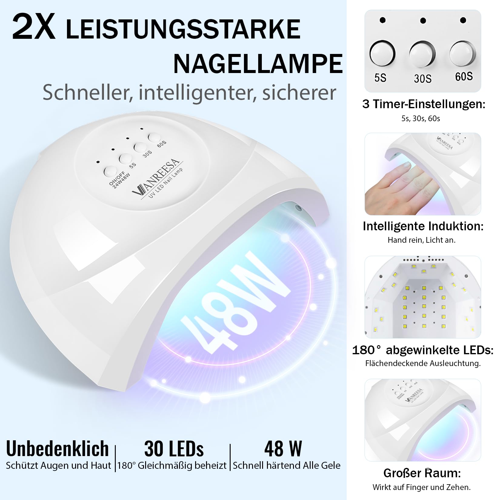 VANREESA U V Nagellack Set, Gelnägel Starterset mit Professioneller Elektrische Nagelfräser 35 Farben Gelnägel Set mit 48W U V/LED Nagellampe Rosa Orange Grün Maniküre Starter Kit Geschenk für Frauen