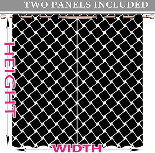 Miniatura 3 de Cortinas negras para habitación, línea geométrica de celosía, cortinas modernas para dormitorio, armario, puerta, comedor, 55 pulgadas de ancho por