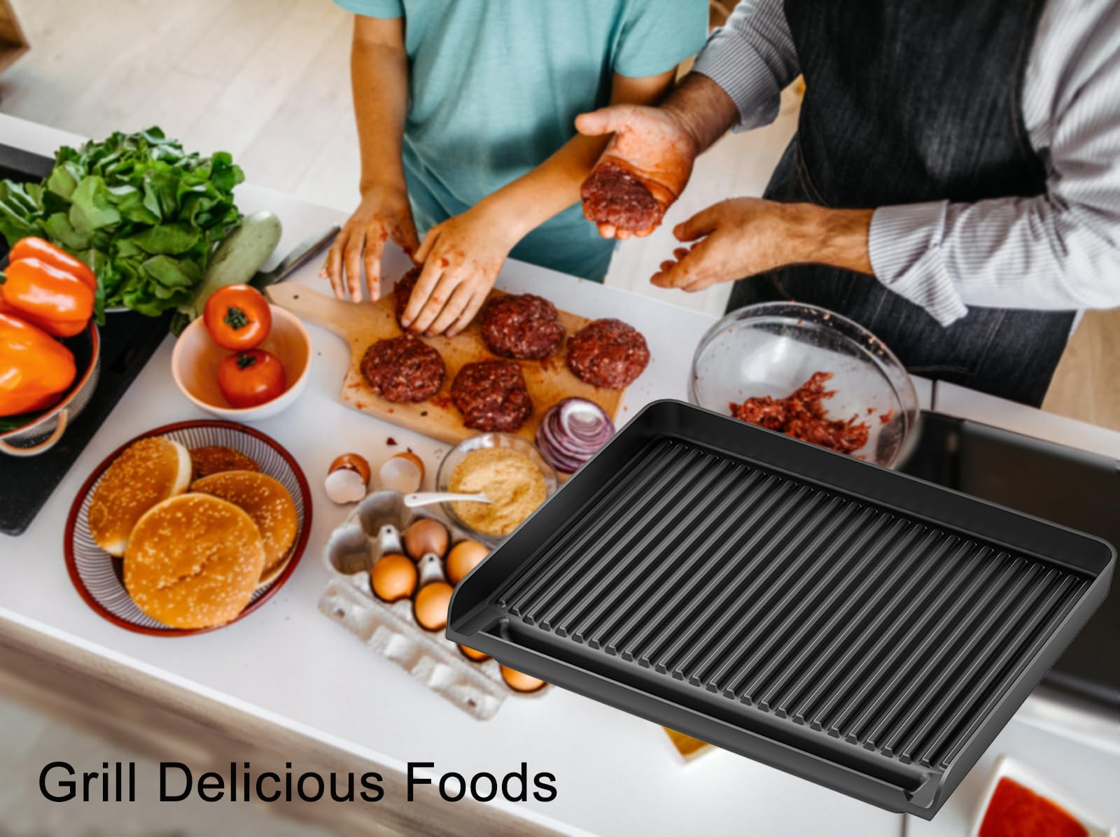 Piastra di ricambio per Ninja Sizzle GR101,Accessori per Ninja Sizzle Indoor Grill & Piastra,Parti di ricambio per piastra grill