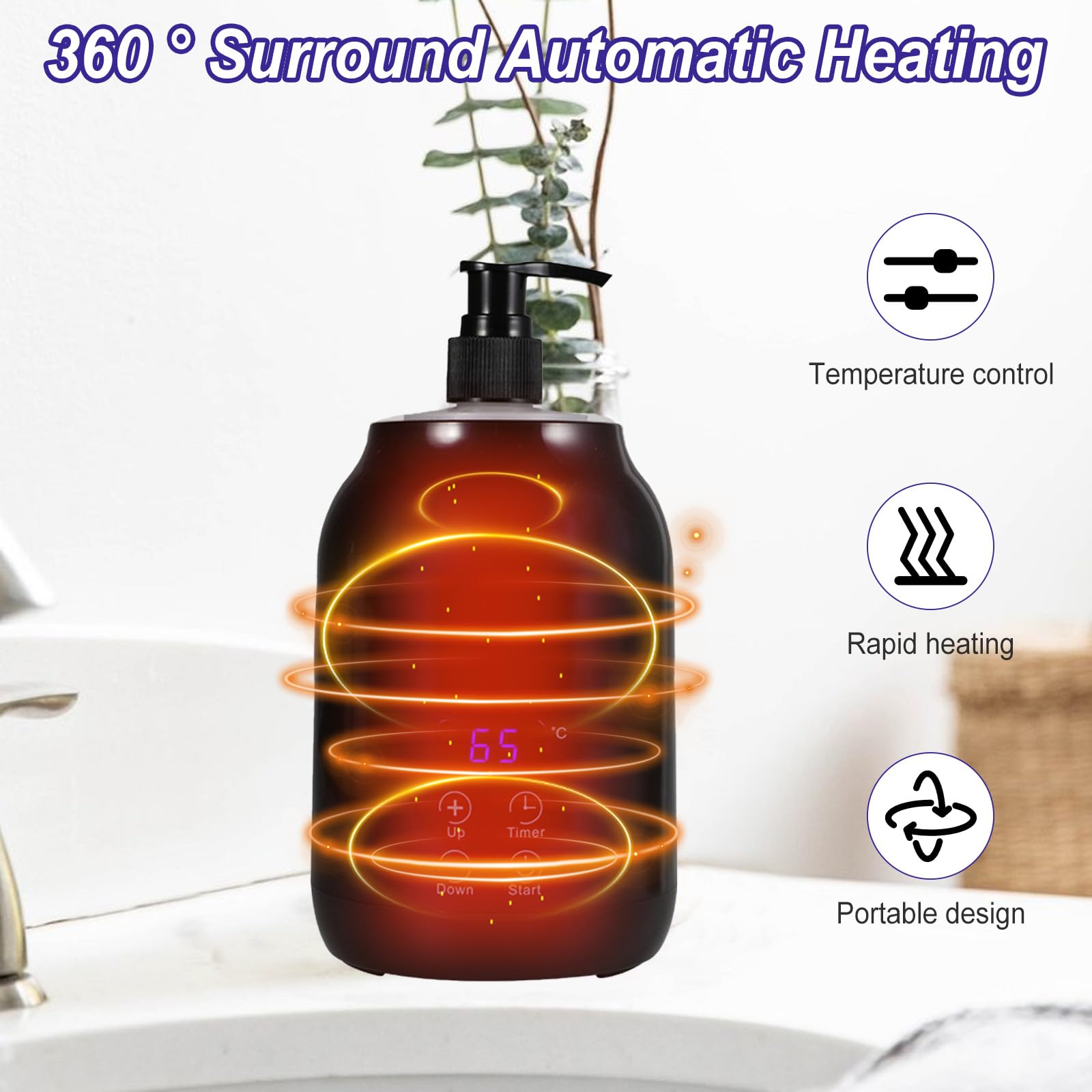 Öl Wärmer für Massage 250ml Massageöl-Heizung mit LED Anzeige Elektrische Massageöler Wärmer Creme beheizt Spender Gua Sha Roller Kit