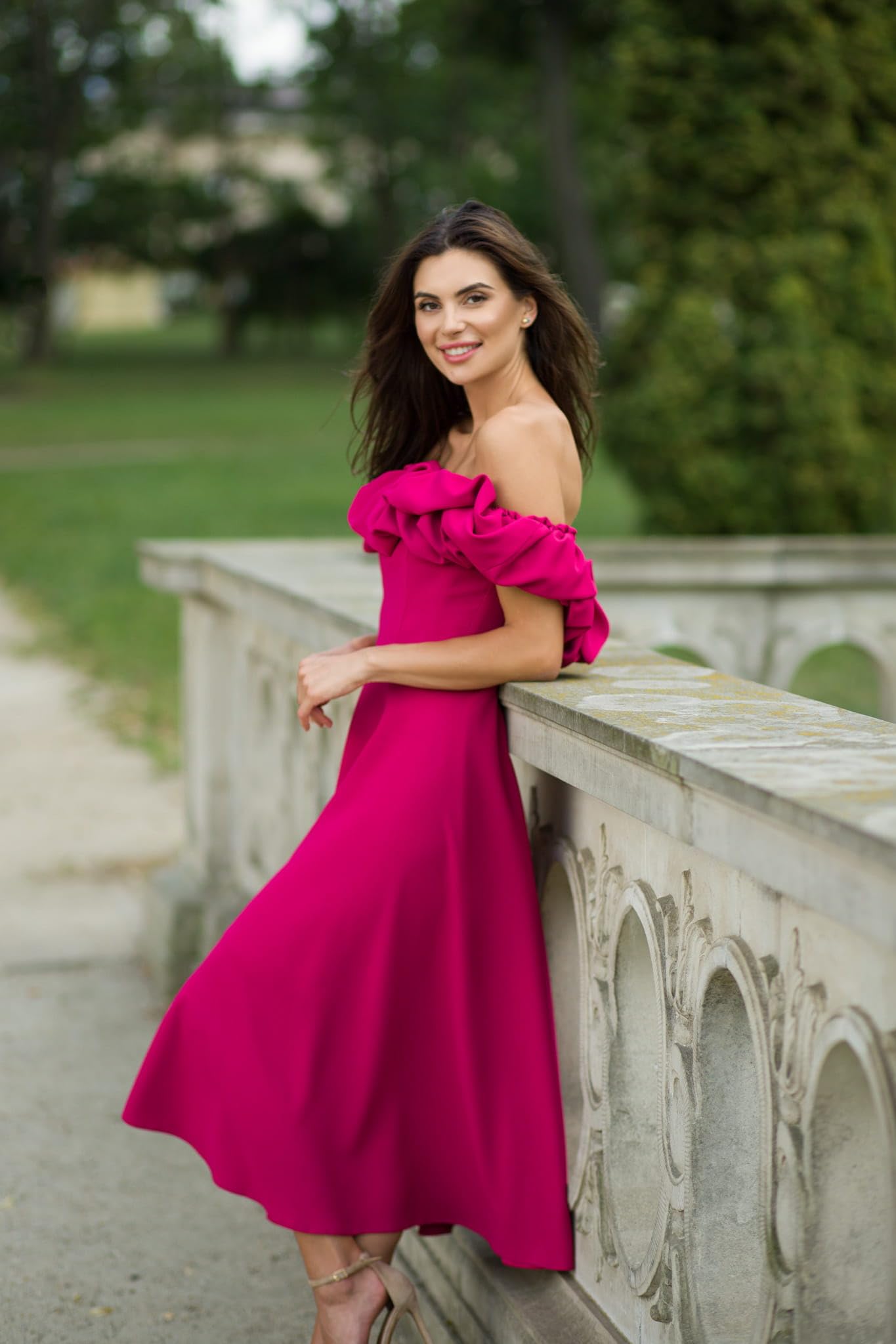 Damska sukienka koktajlowa Grace_ciemnyroz, Rosa, 42
